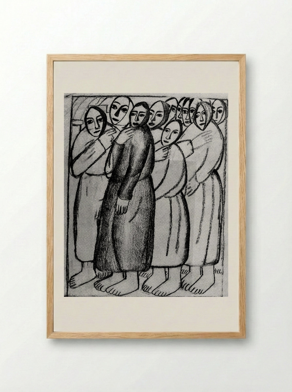 Peasant Women in a Church - Kazimir Malevich - Framed Print Wood