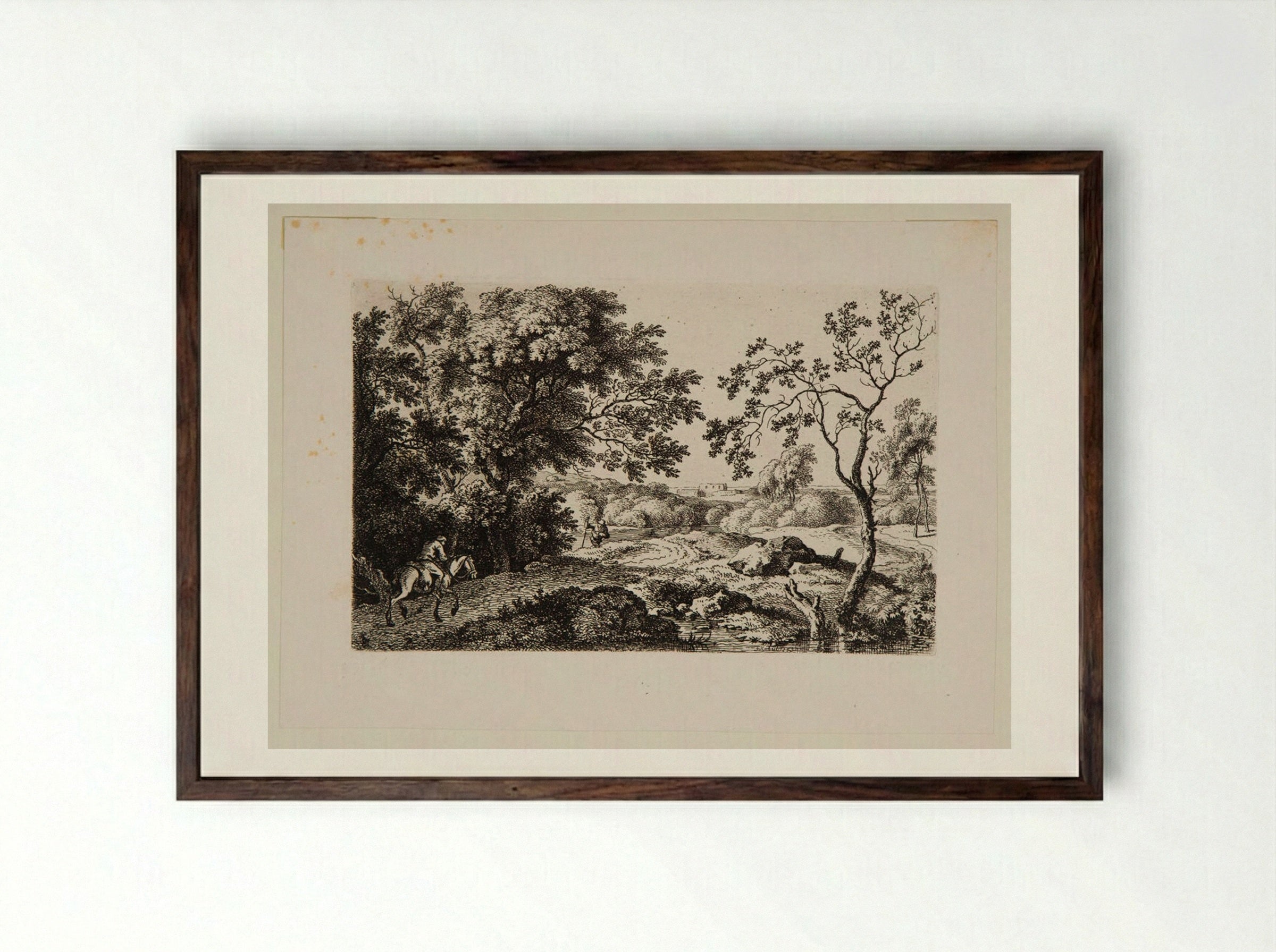 Peasant on Horseback - Ferdinand Kobell - Framed Print Dark Wood
