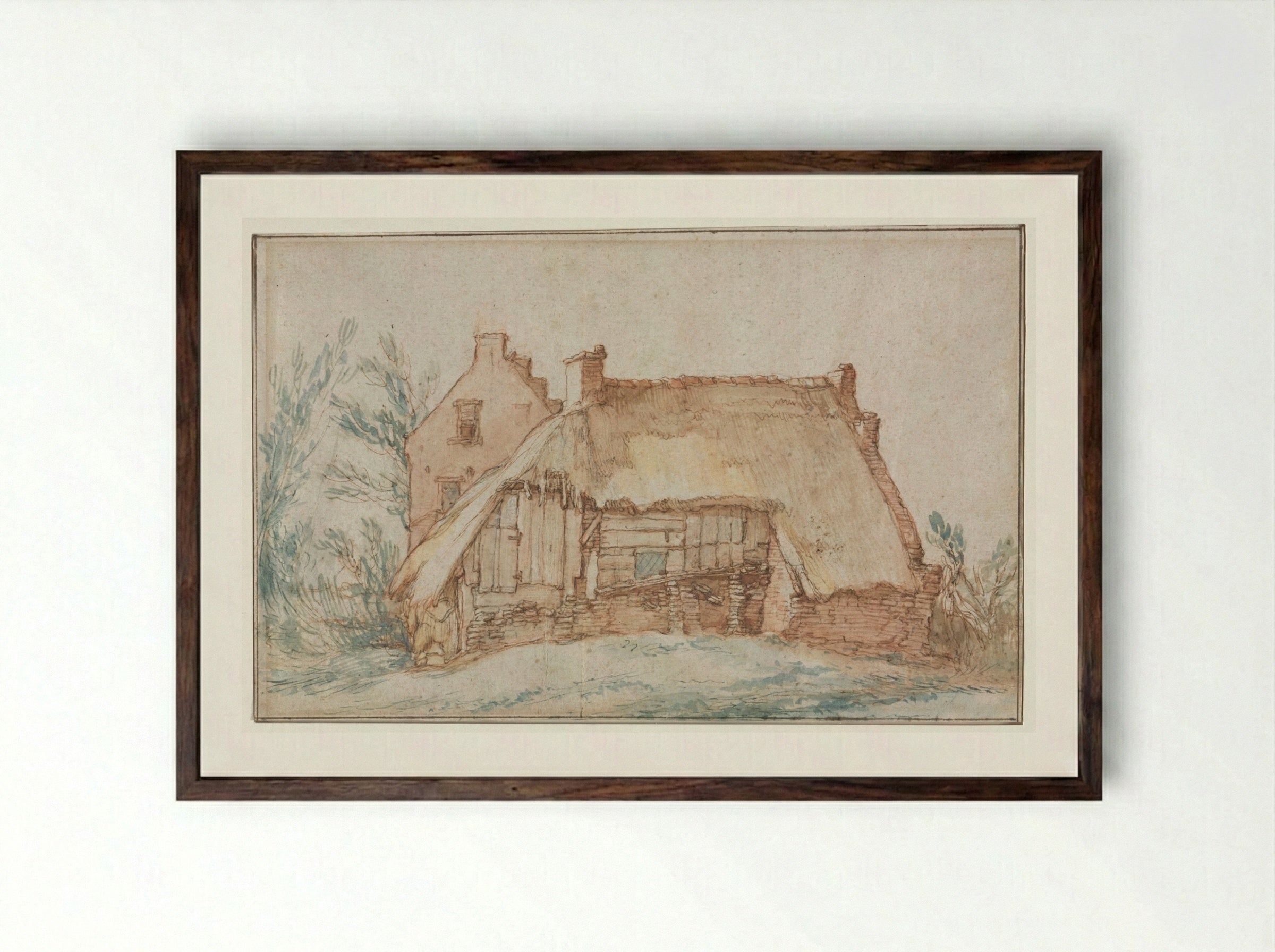 Peasant's Cottage - Abraham Bloemaert - Framed Print Dark Wood