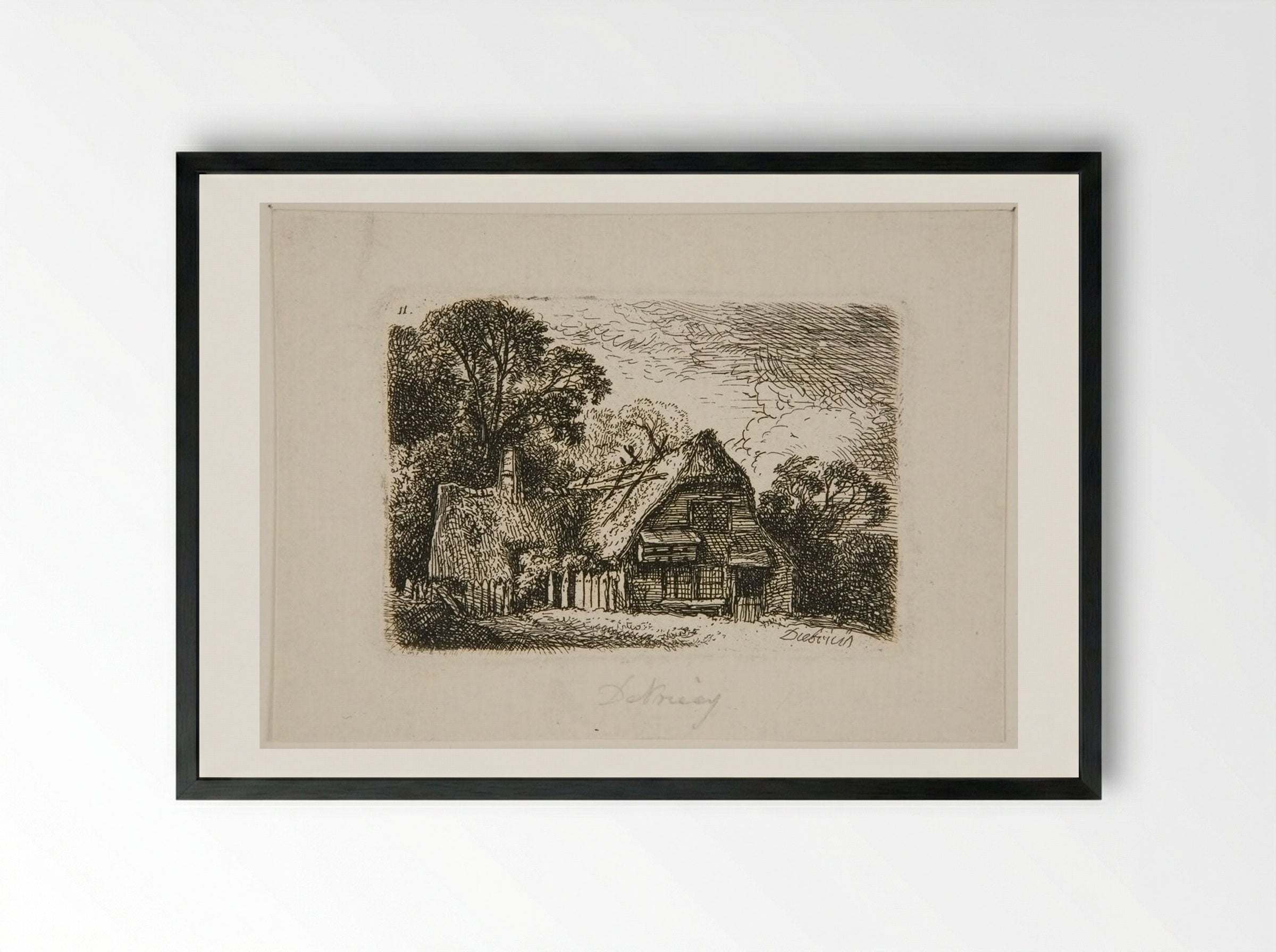 Peasant's House - Christian Wilhelm Ernst Dietrich - Framed Print Black
