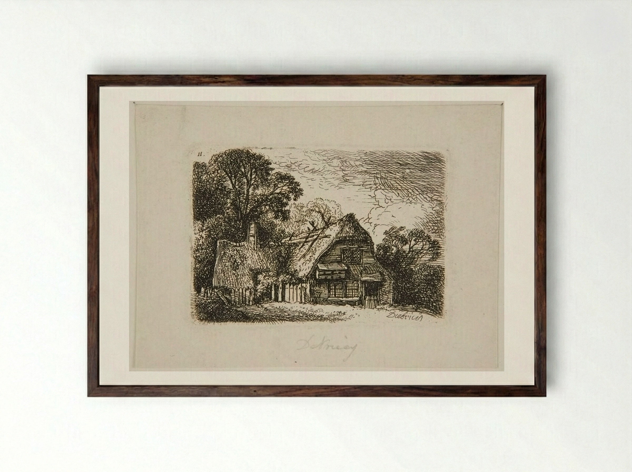 Peasant's House - Christian Wilhelm Ernst Dietrich - Framed Print Dark Wood