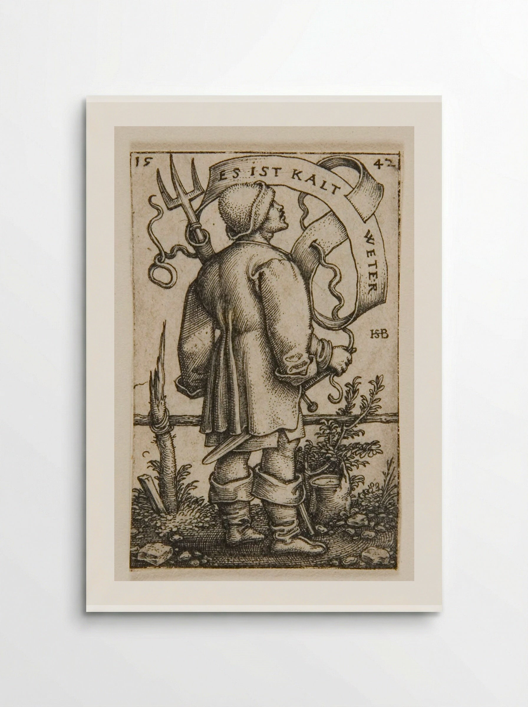 Peasant with a Fork (Cold Weather) - Sebald Beham - Poster