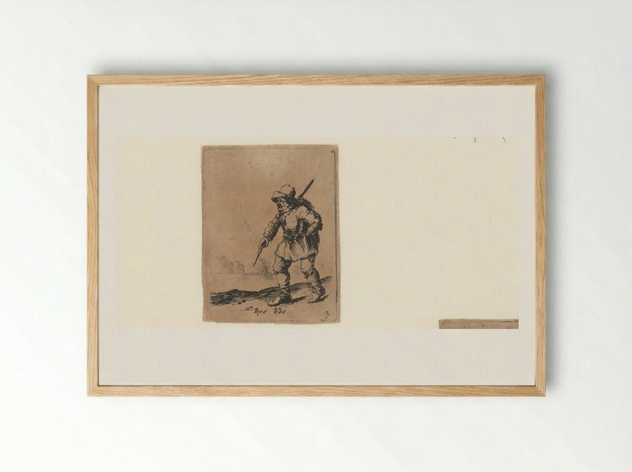 Peasant with a Stick Over His Right Shoulder Walking to the Left - Gillis van Scheyndel (I) - Framed Print Wood