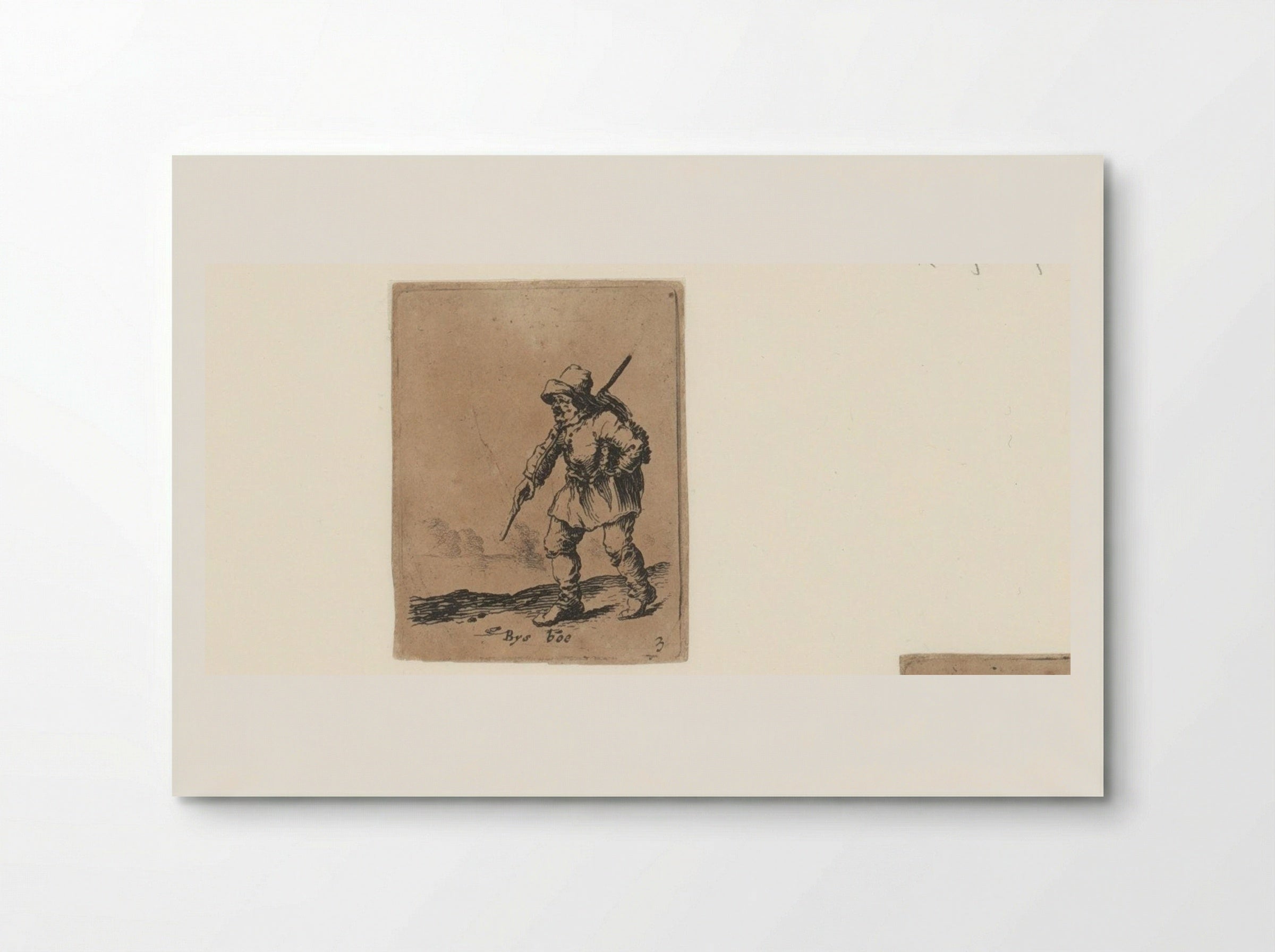 Peasant with a Stick Over His Right Shoulder Walking to the Left - Gillis van Scheyndel (I) - Poster