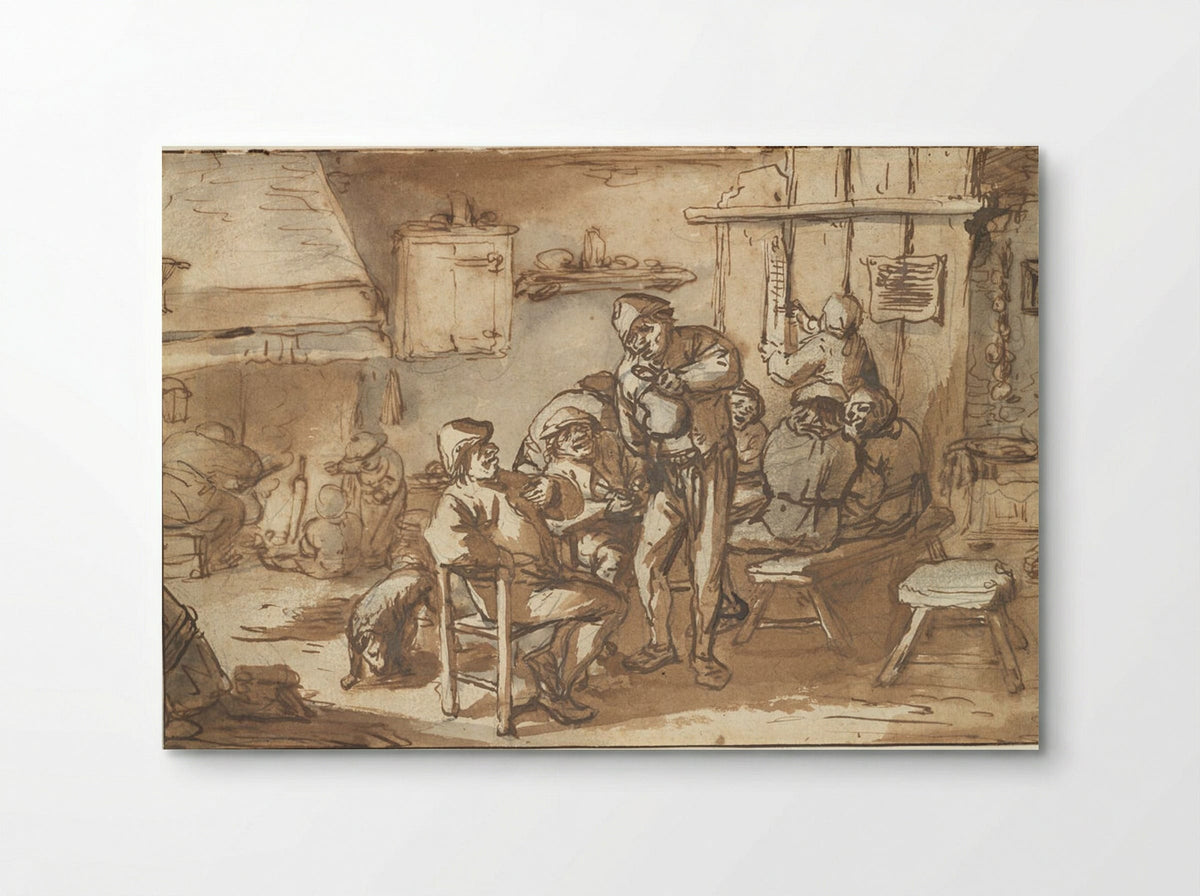 Peasants Drinking in an Inn - Adriaen van Ostade - Poster
