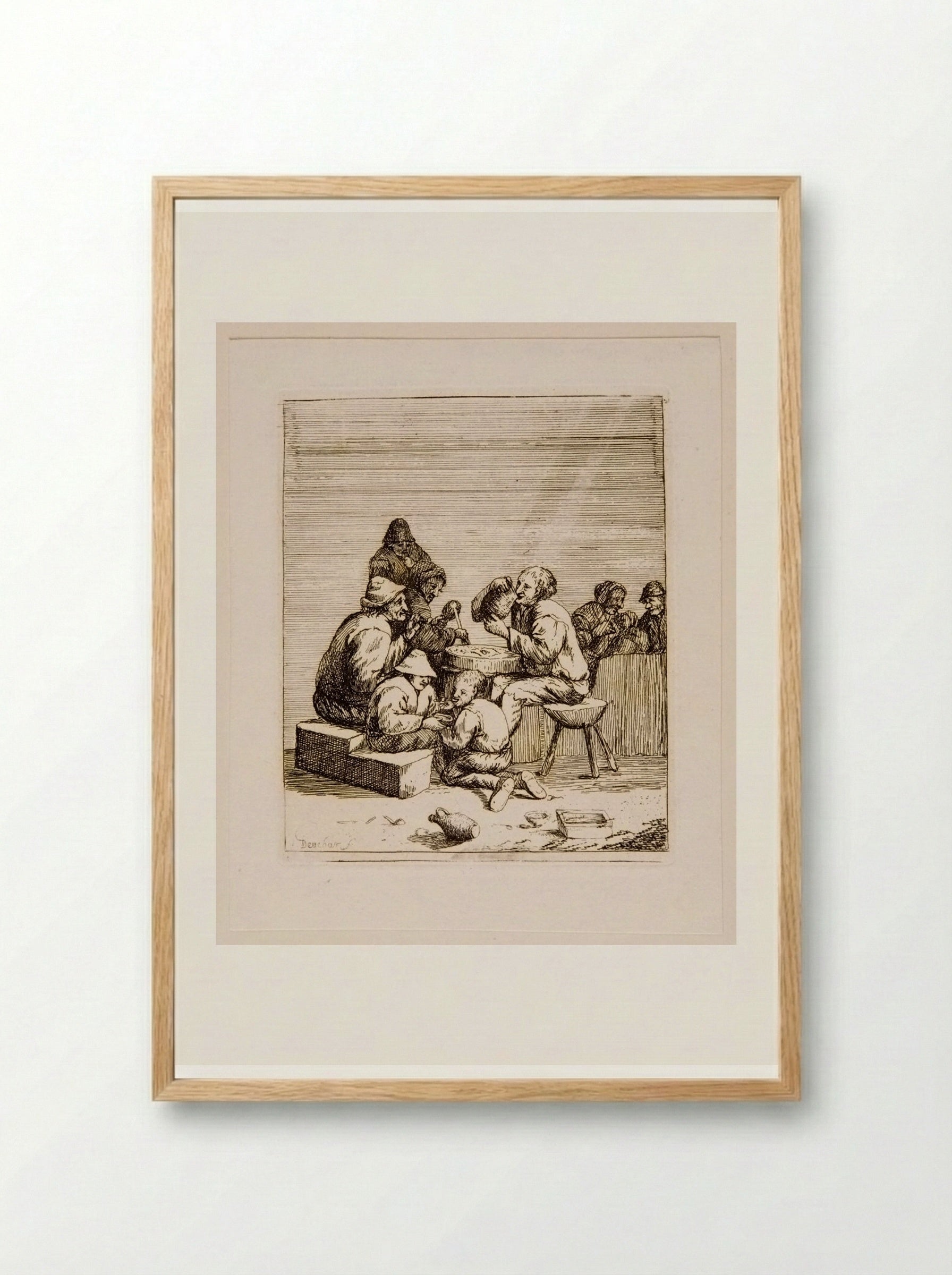 Peasants Eating and Drinking - David Deuchar - Framed Print Wood