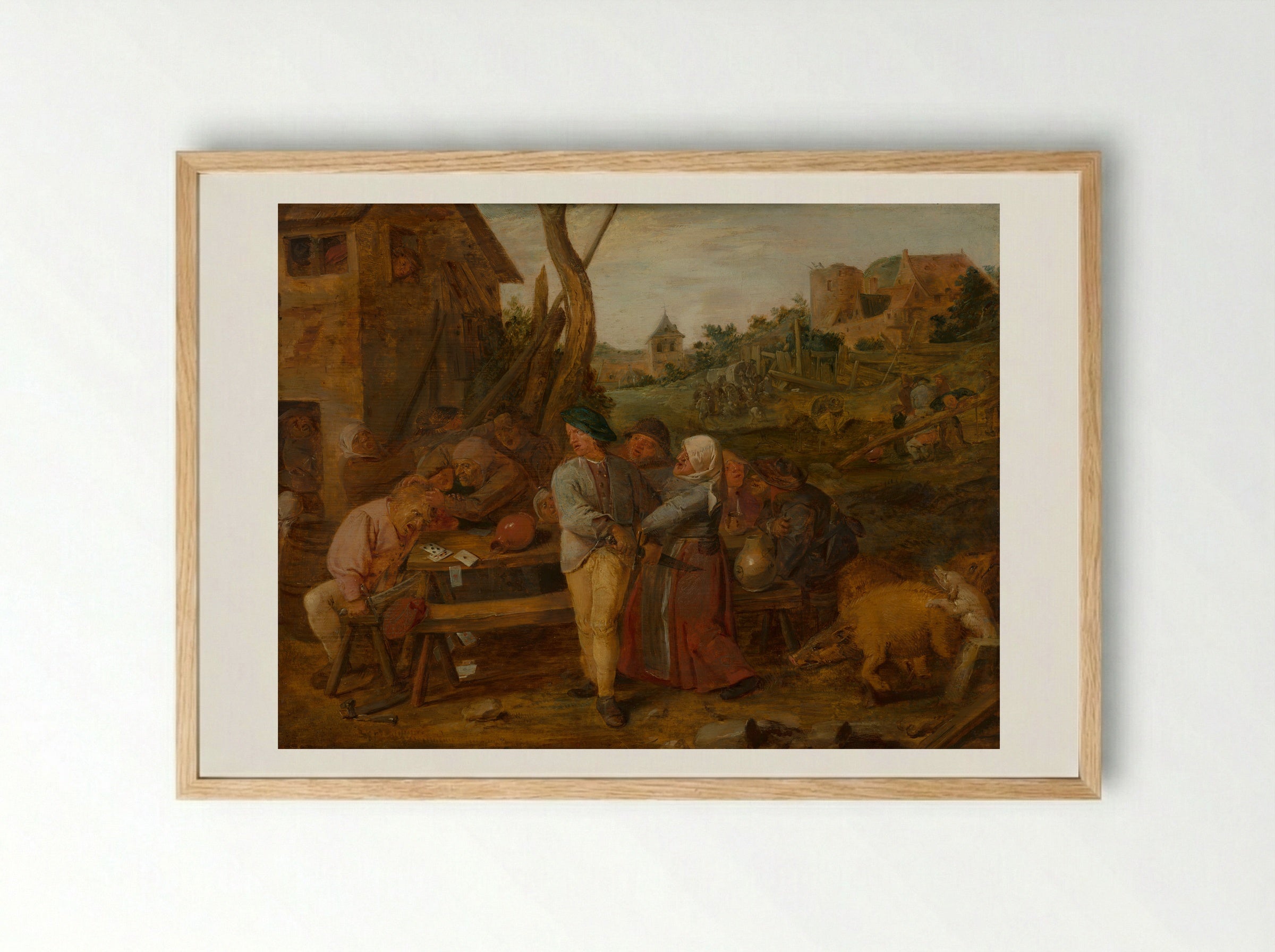 Peasants Fighting - Adriaen Brouwer - Framed Print Wood