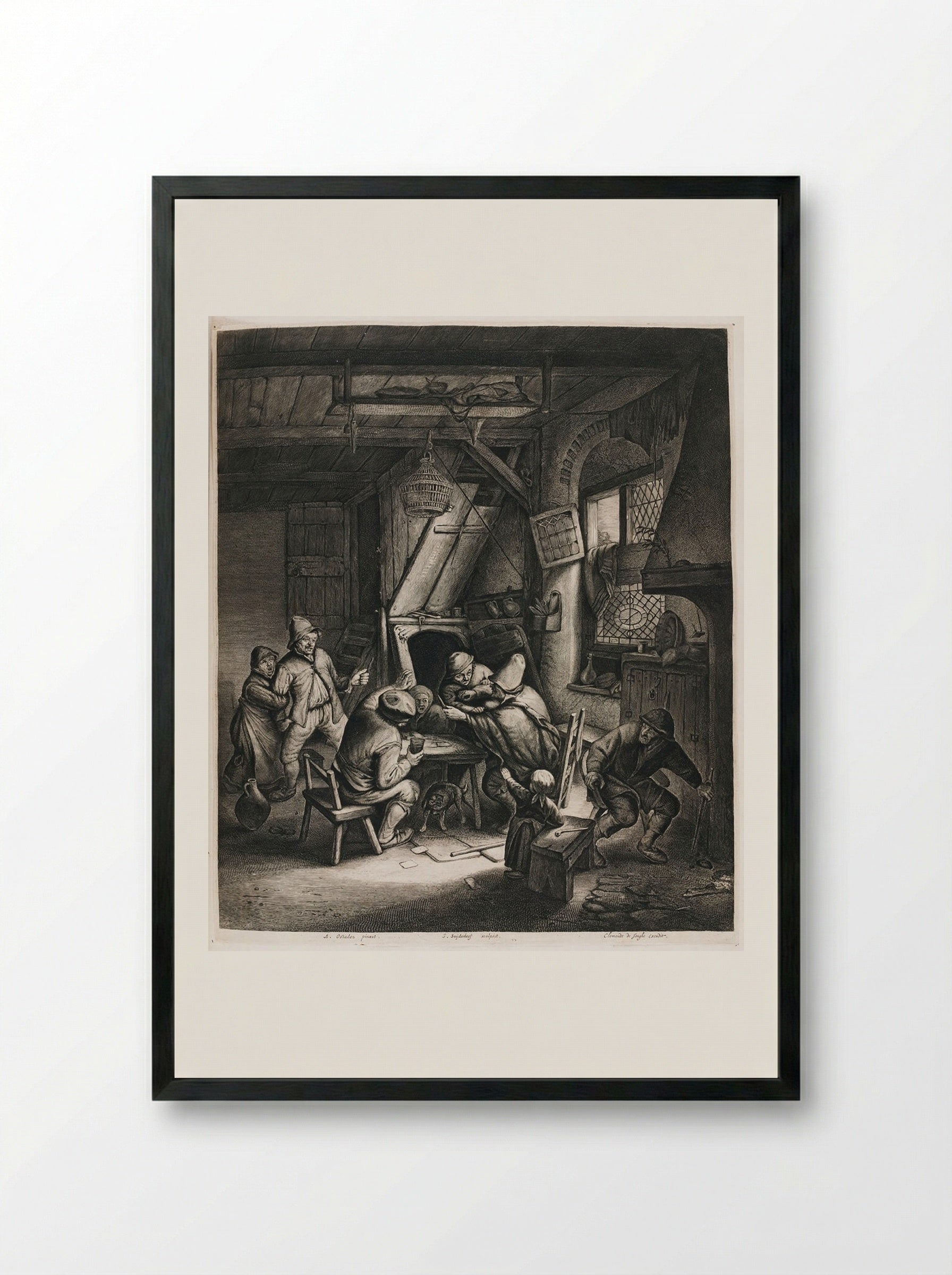 Peasants about to Brawl - Jonas Suyderhoef - Framed Print Black