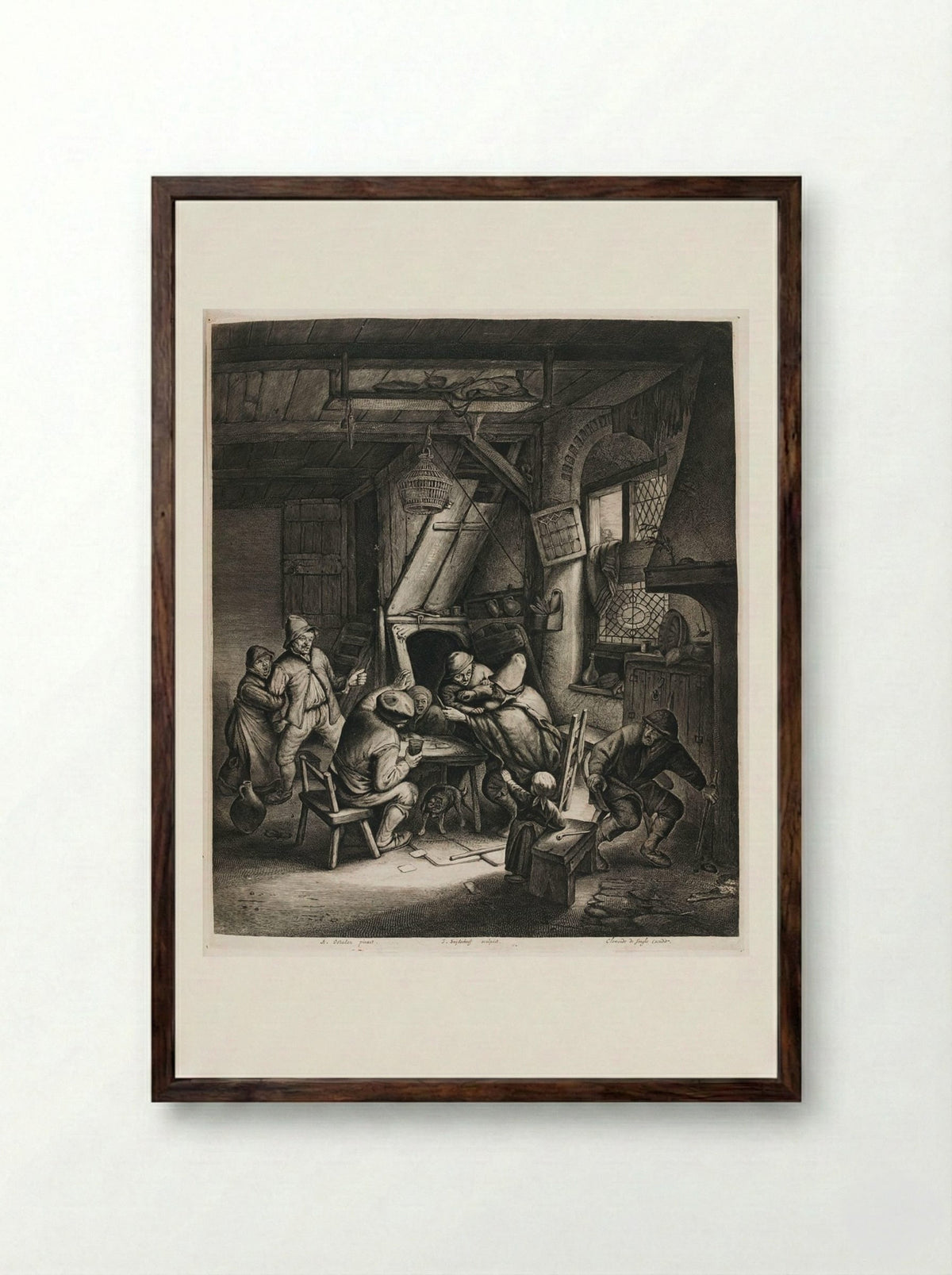 Peasants about to Brawl - Jonas Suyderhoef - Framed Print Dark Wood