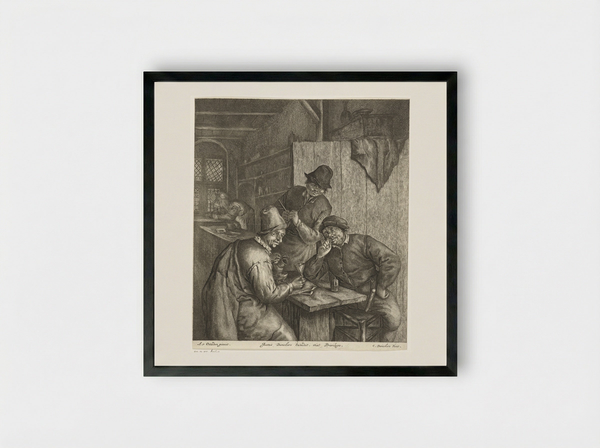 Peasants in an Interior - Cornelis Danckerts - Framed Print Black