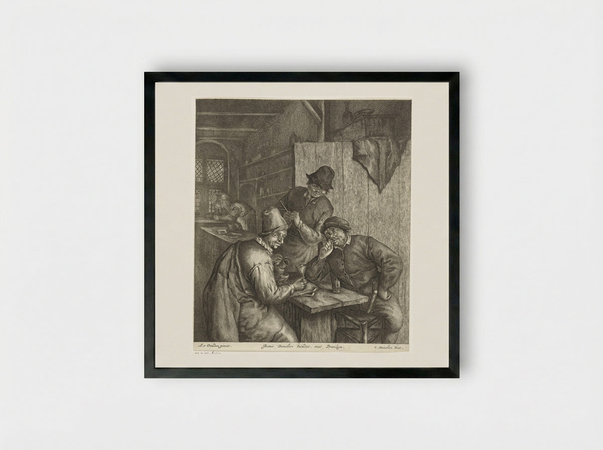 Peasants in an Interior - Cornelis Danckerts - Framed Print Black