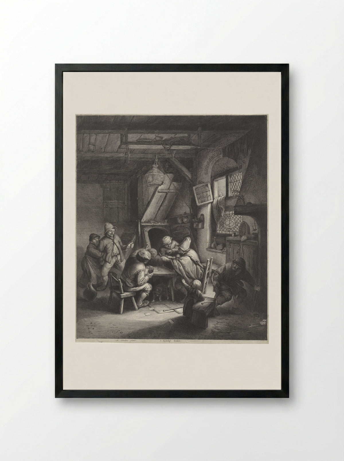 Peasants in an Interior - Jonas Suyderhoef - Framed Print Black