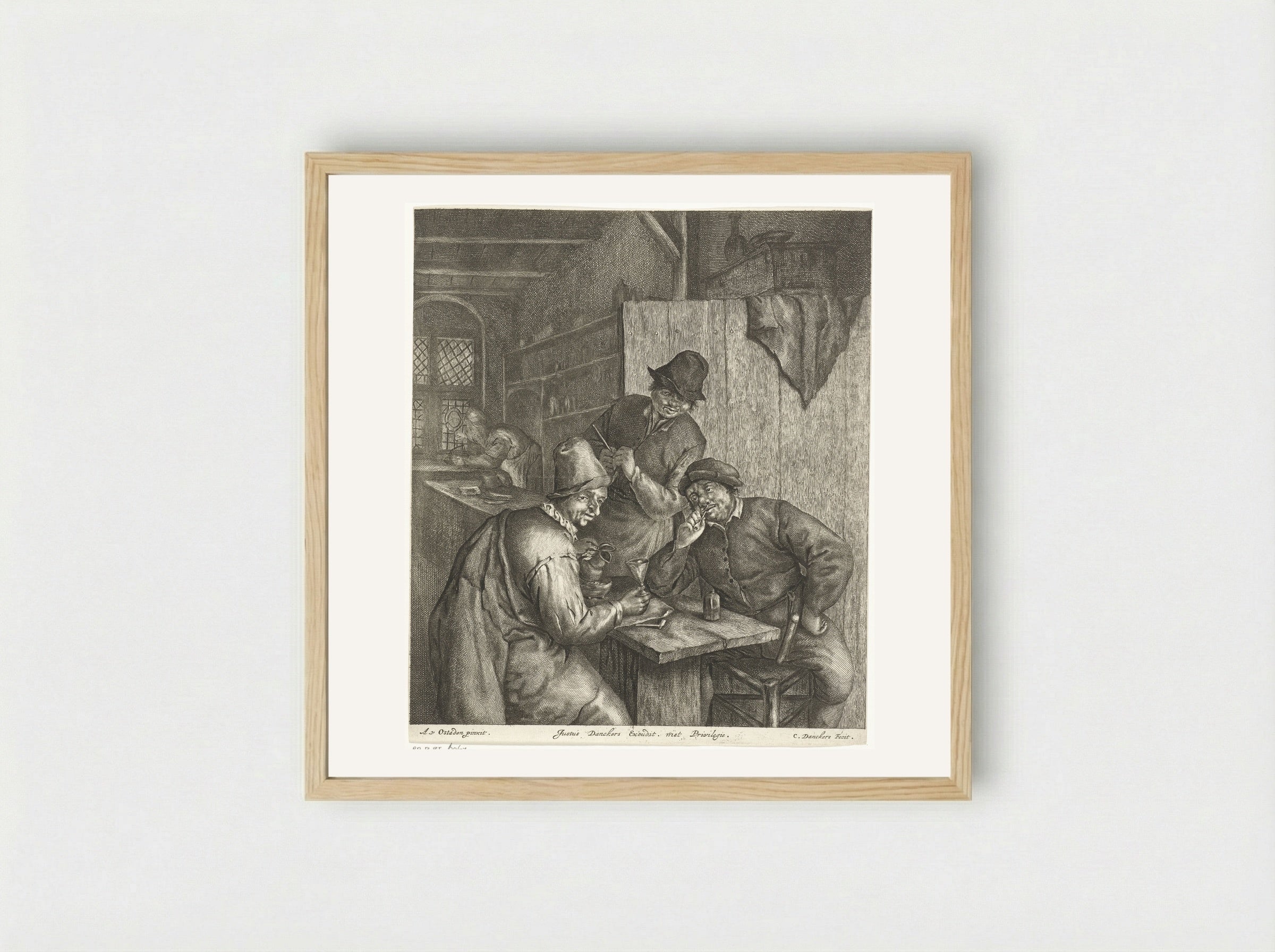 Peasants in an Interior - Cornelis Danckerts - Framed Print Wood