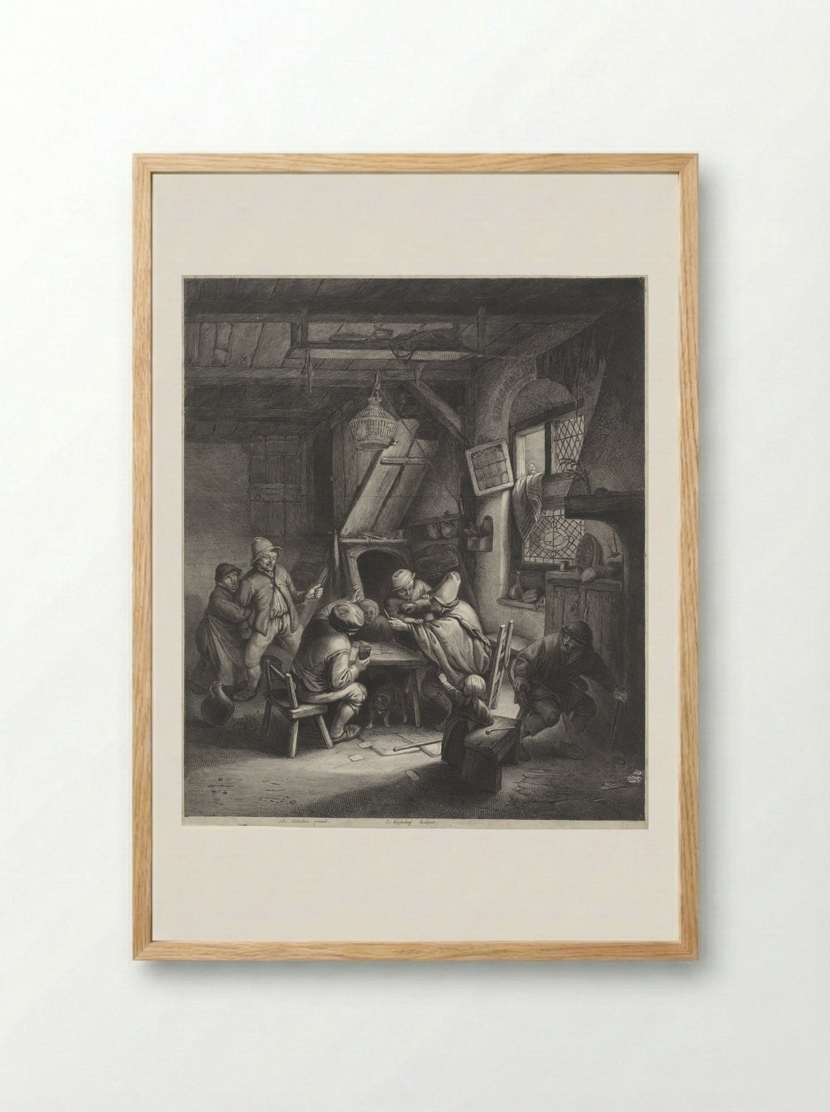 Peasants in an Interior - Jonas Suyderhoef - Framed Print Wood