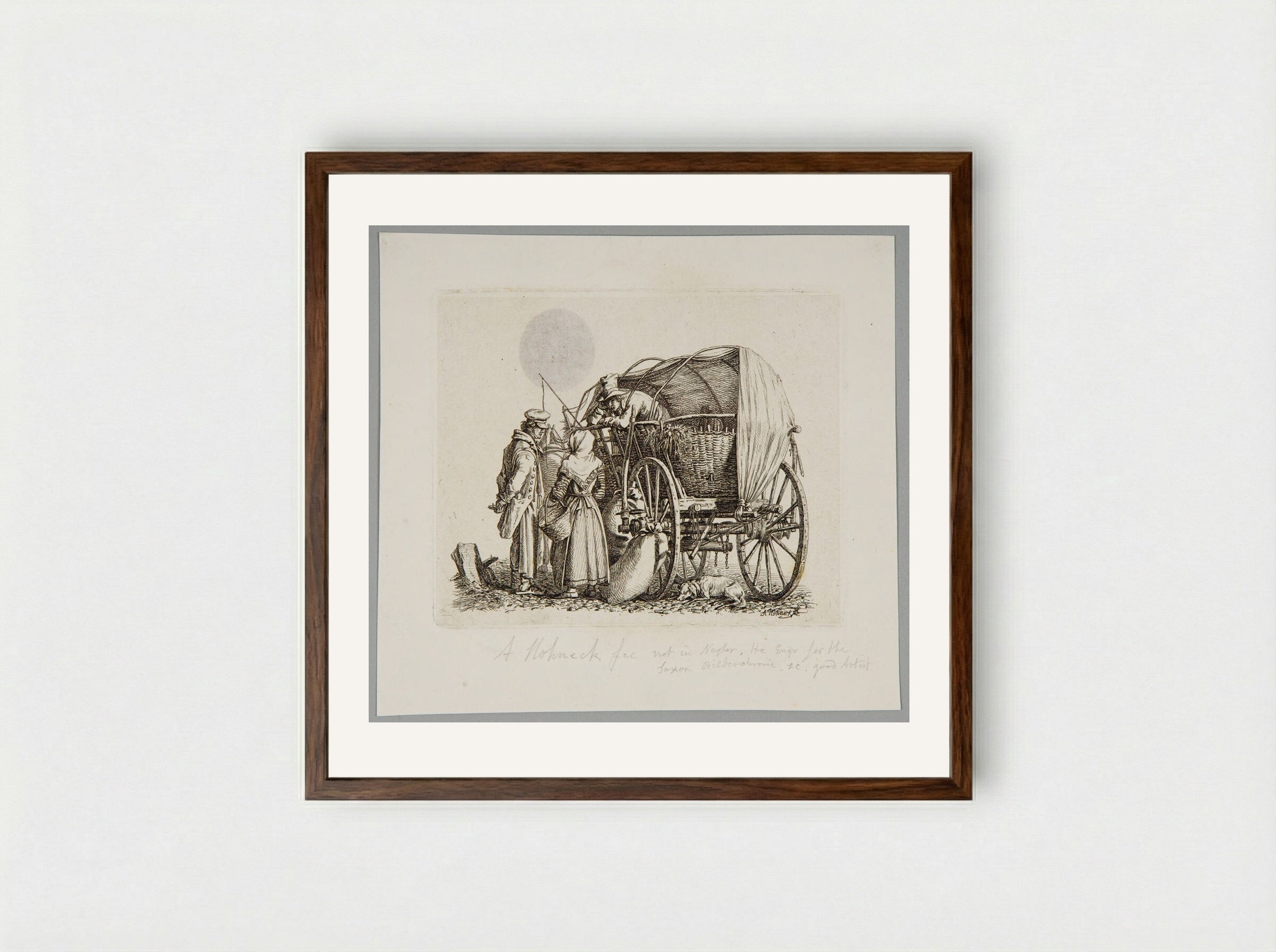 Peasants with a Wagon - Adolf Hohneck - Framed Print Dark Wood