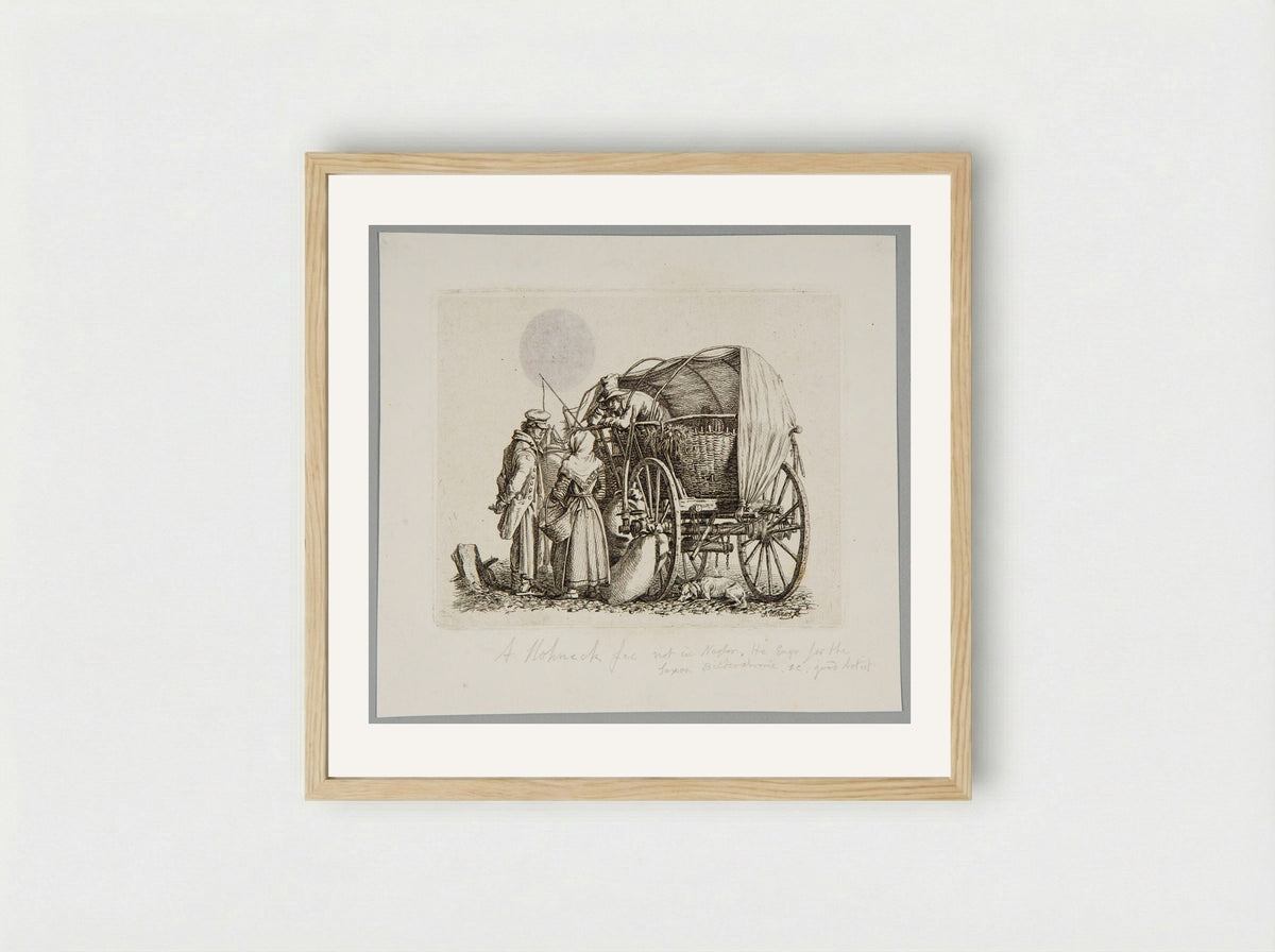 Peasants with a Wagon - Adolf Hohneck - Framed Print Wood