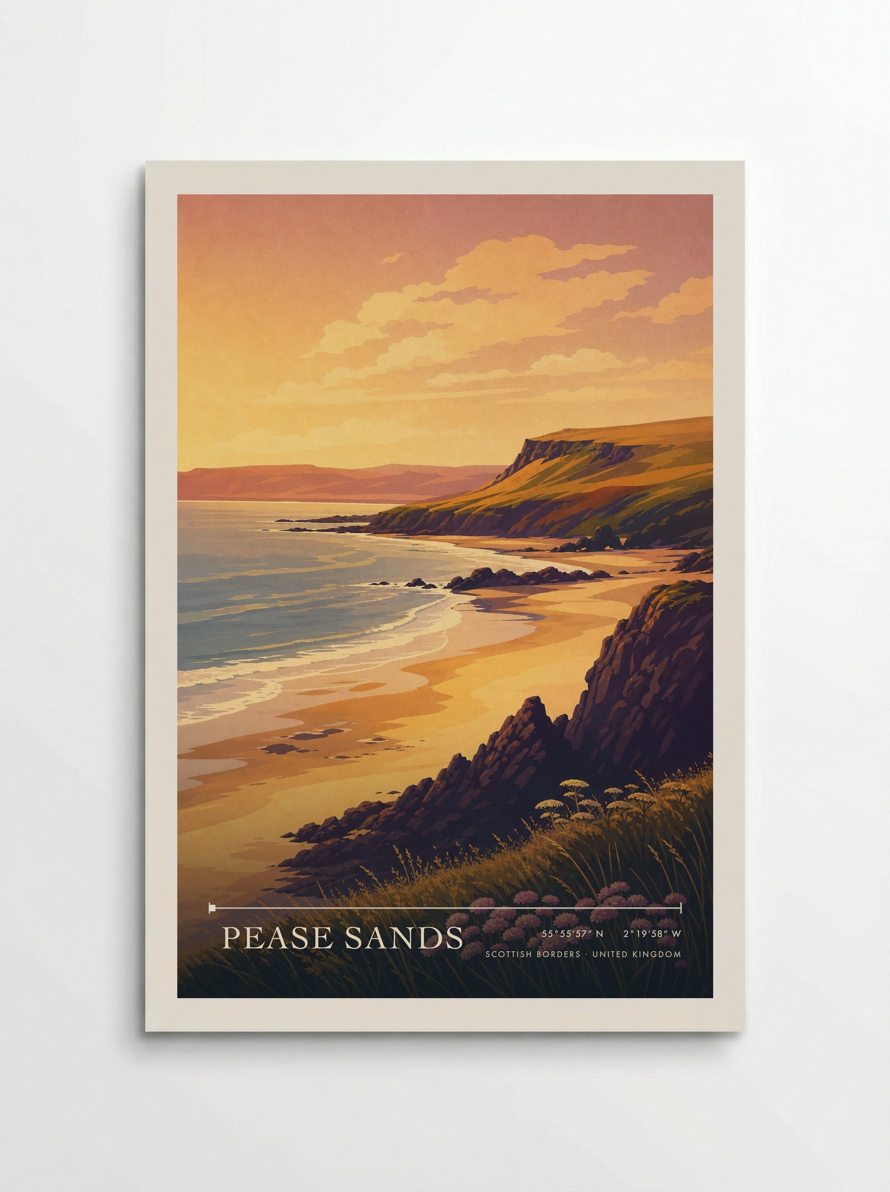 Pease Sands Scottish Borders United Kingdom Travel Poster - Poster