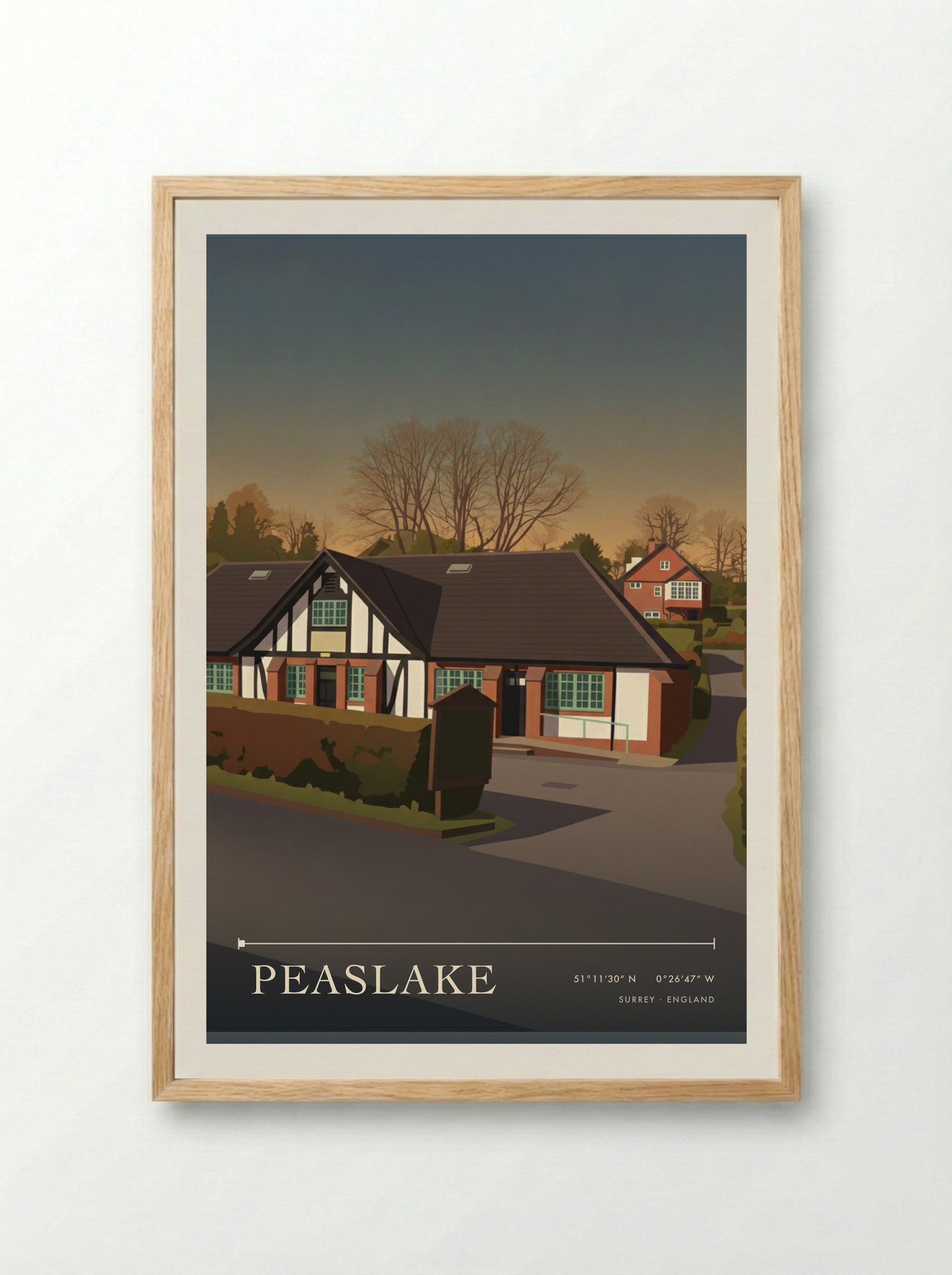 Peaslake Surrey England Travel Poster - Framed Print Wood