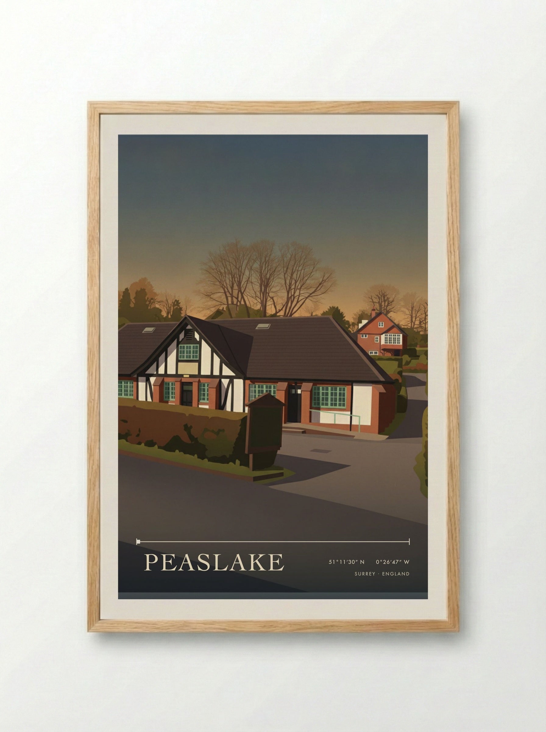 Peaslake Surrey England Travel Poster - Framed Print Wood