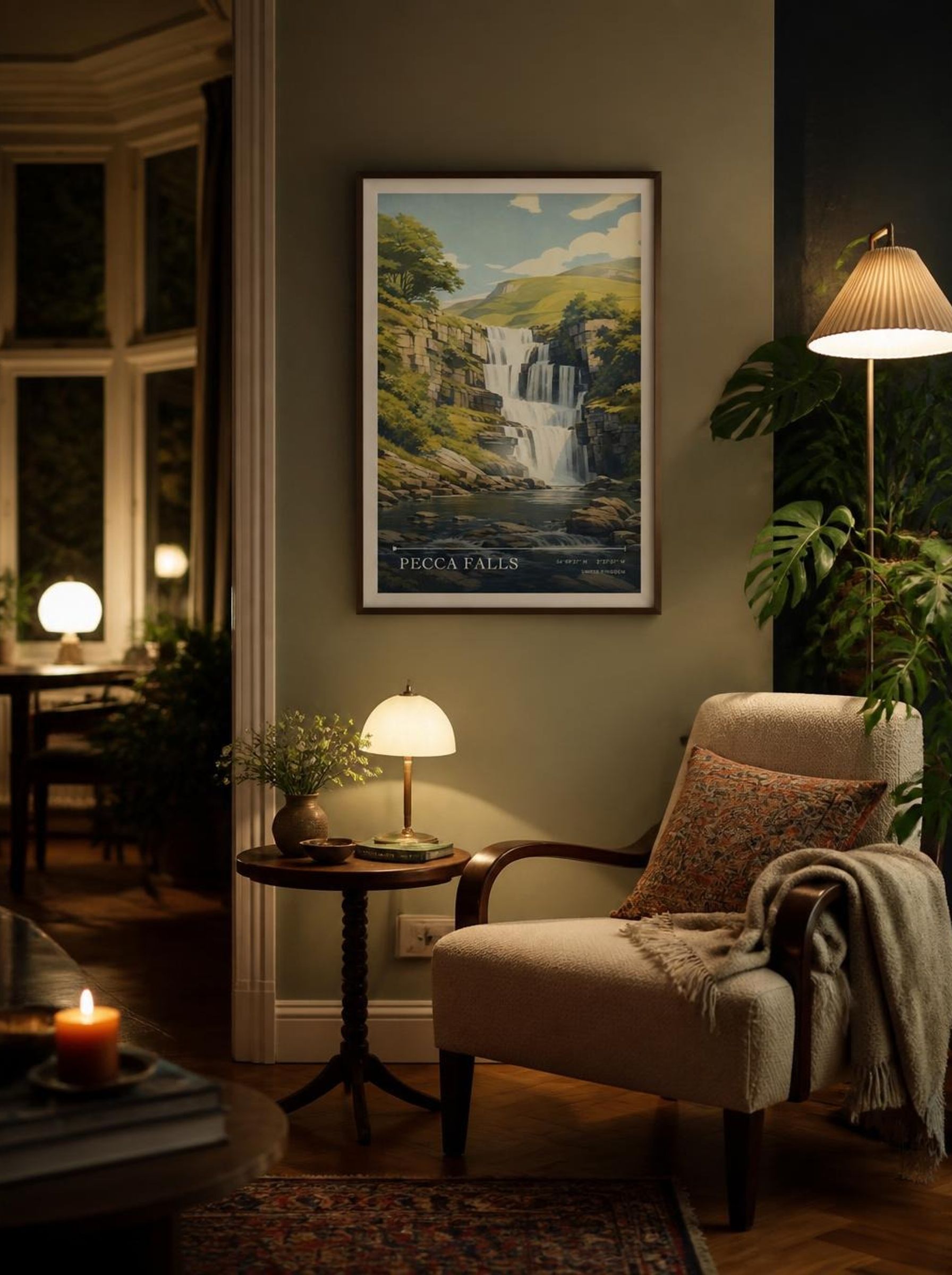 Pecca Falls United Kingdom Travel Poster - Lifestyle