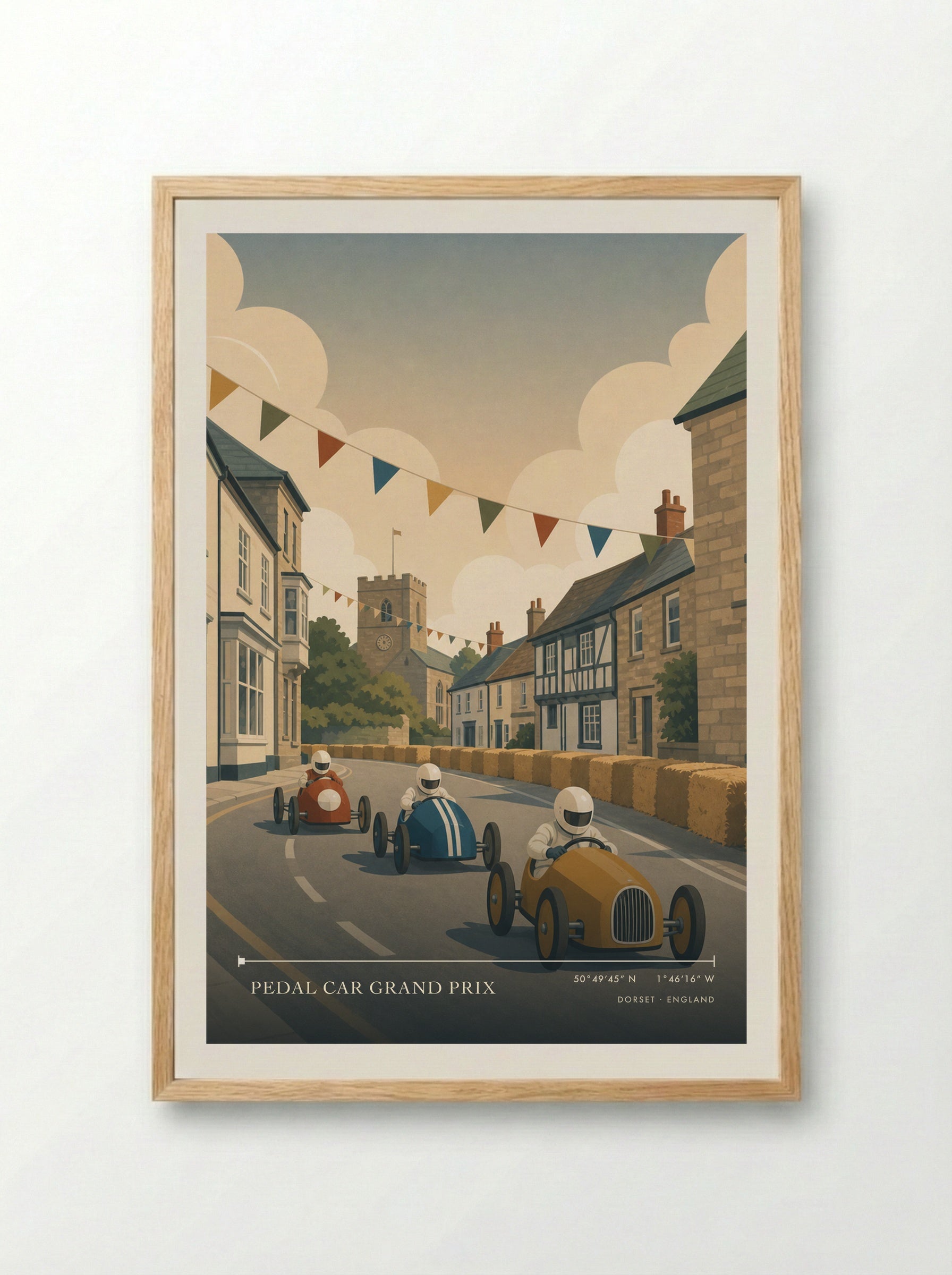 Pedal Car Grand Prix Dorset England Travel Poster - Framed Print Wood