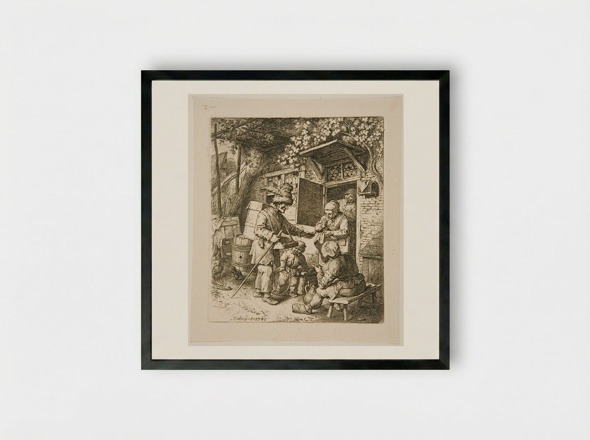 Peddler - Christian Wilhelm Ernst Dietrich - Framed Print Black