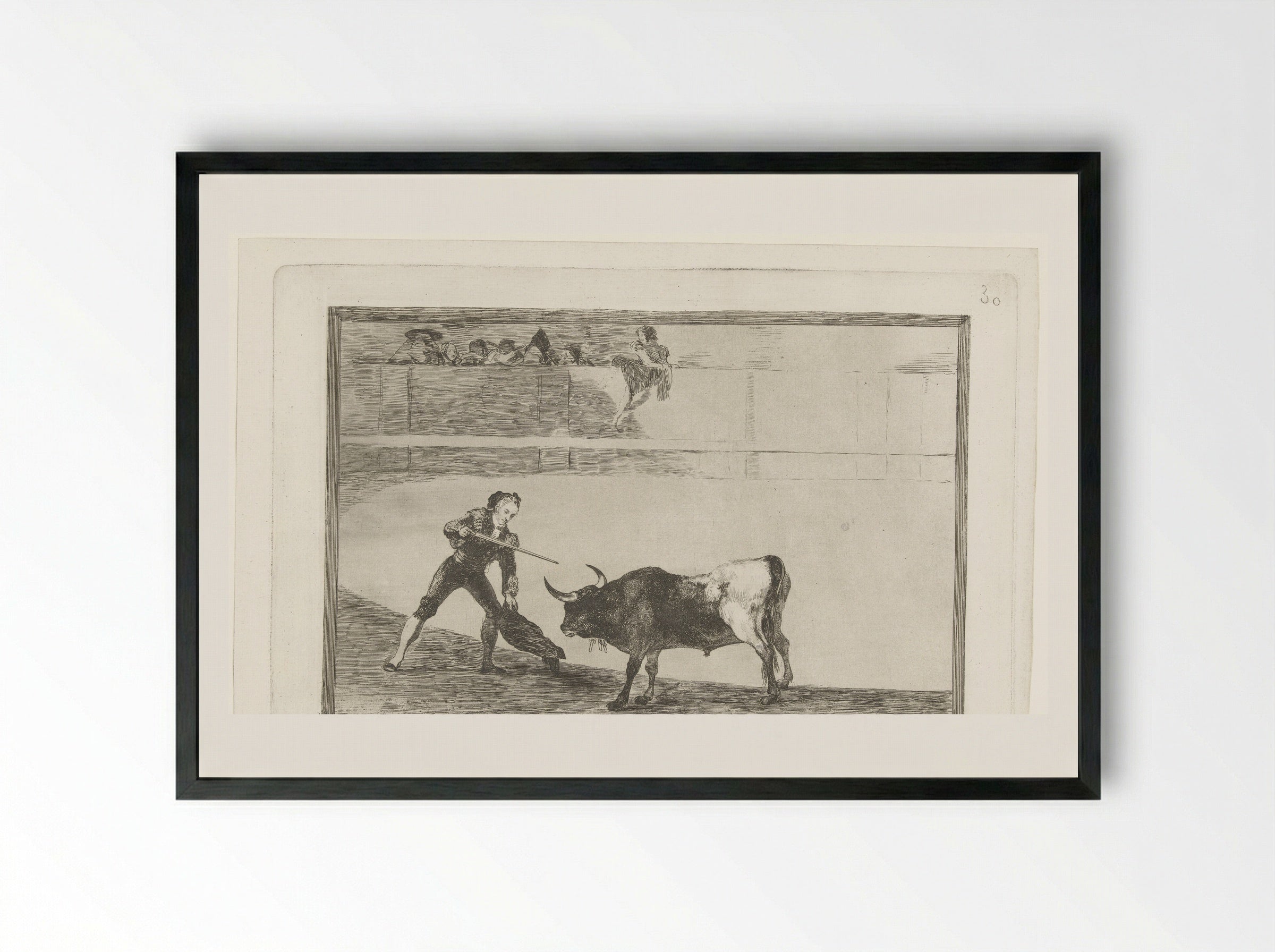 Pedro Romera Martínez doodt een stier - Francisco de Goya - Framed Print Black