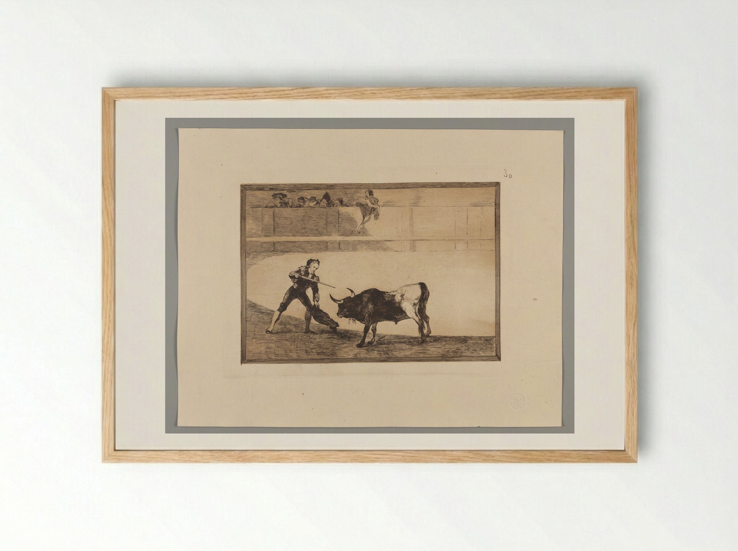 Pedro Romero Killing the Halted Bull - Francisco José de Goya y Lucientes - Framed Print Wood