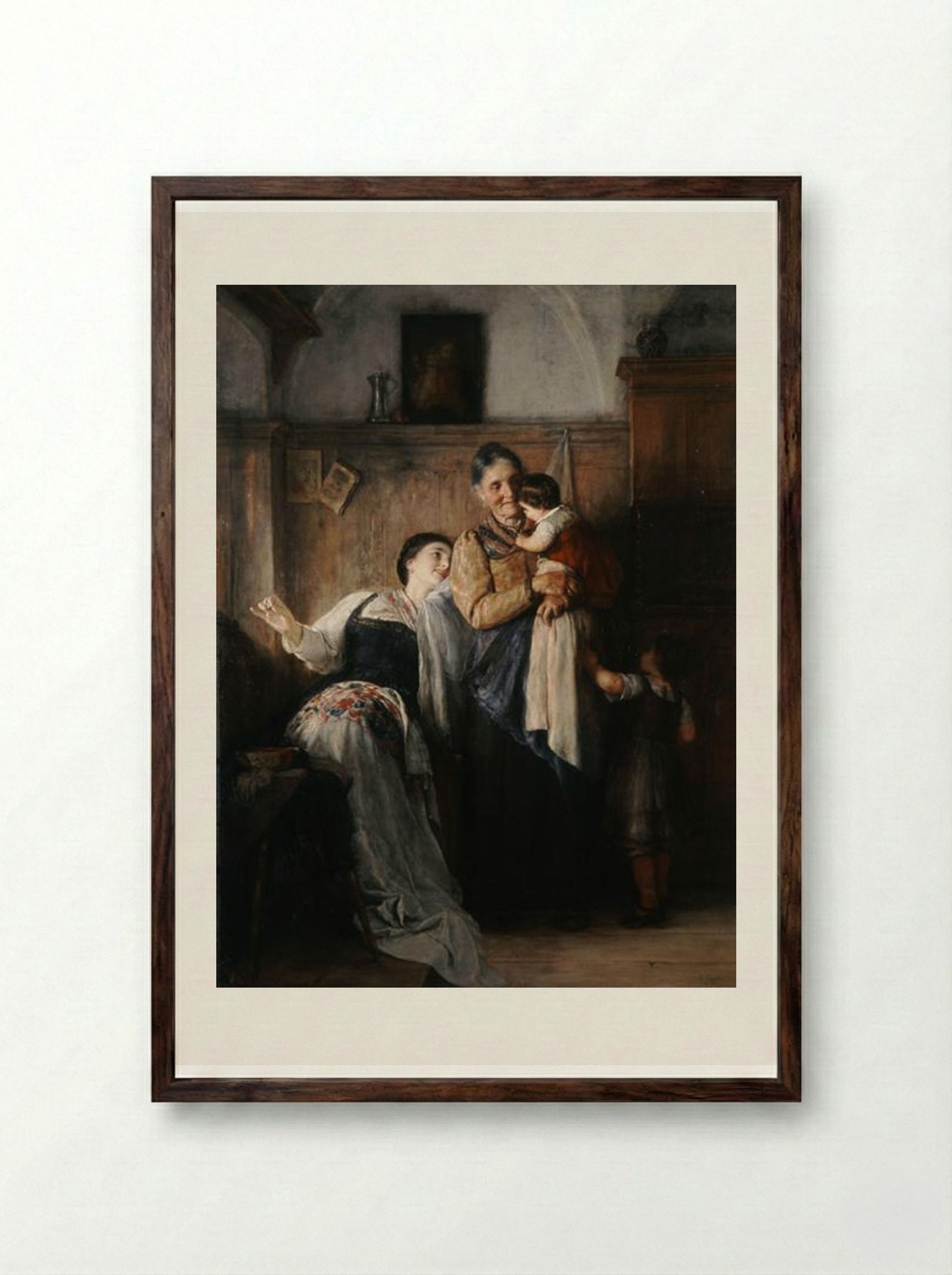 Peek-a-boo - Nikolaos Gyzis - Framed Print Dark Wood