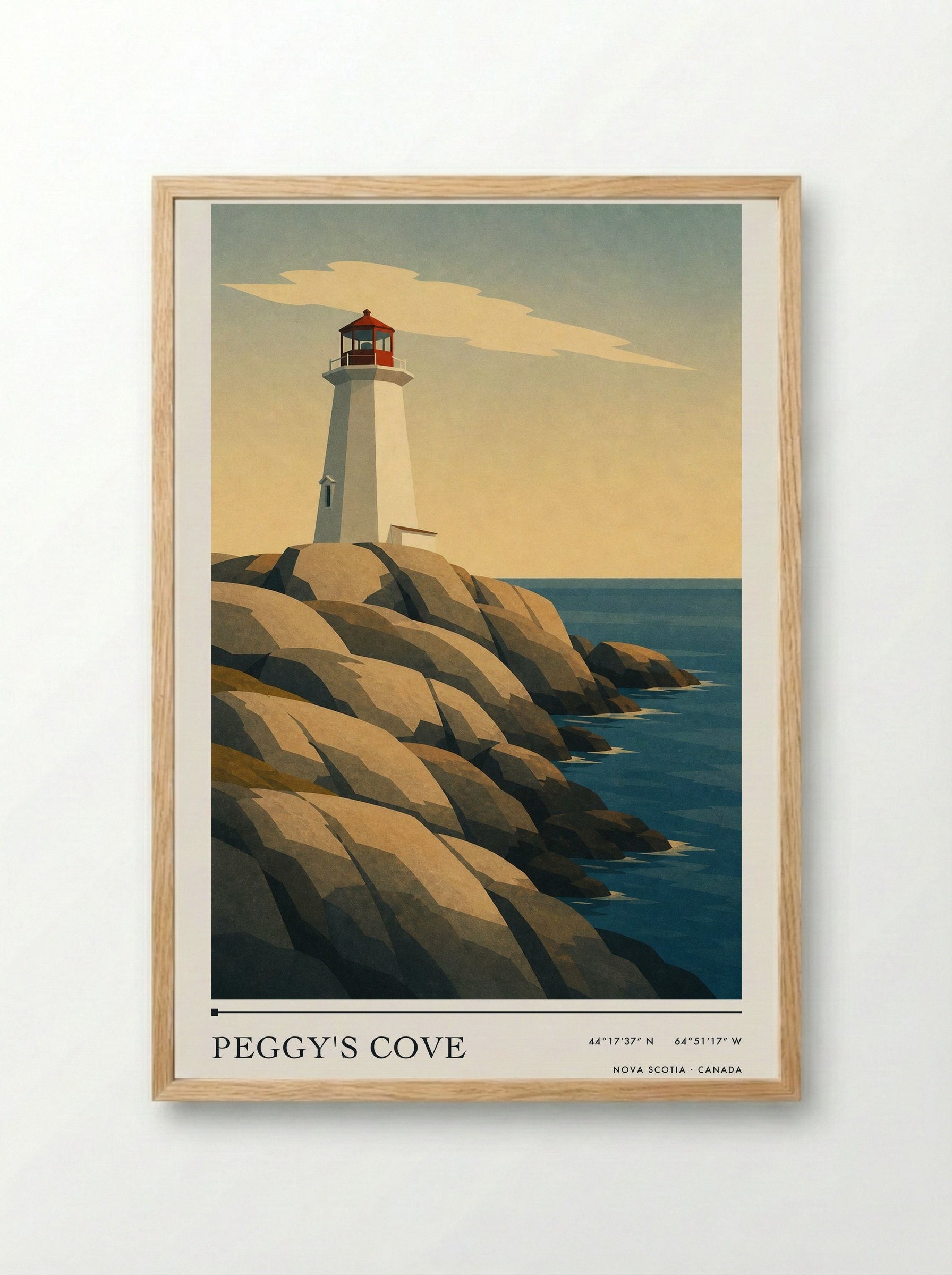 Peggy's Cove Travel Poster Artwork - Framed Print Wood