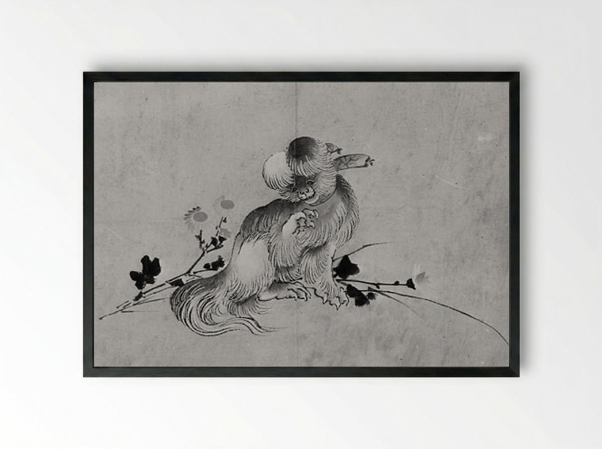Pekingese - Hokusai School - Framed Print Black