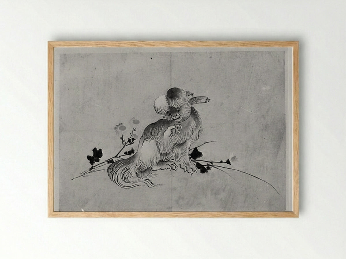 Pekingese - Hokusai School - Framed Print Wood