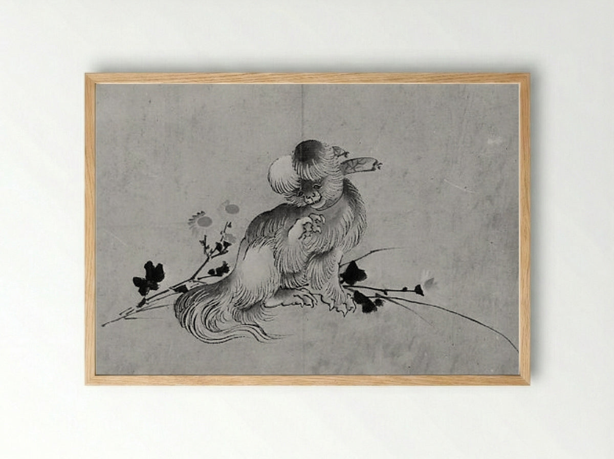 Pekingese - Hokusai School - Framed Print Wood