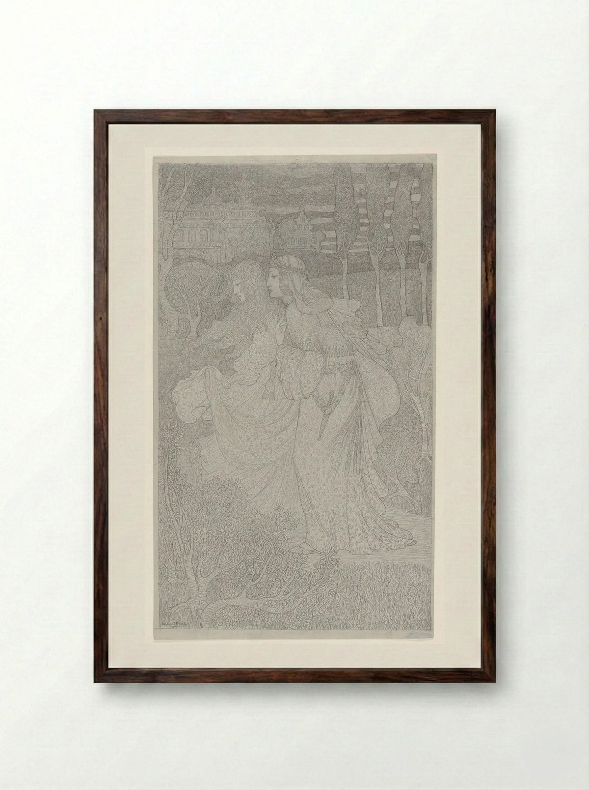 Pelléas et Mélisande - Etienne Bosch - Framed Print Dark Wood