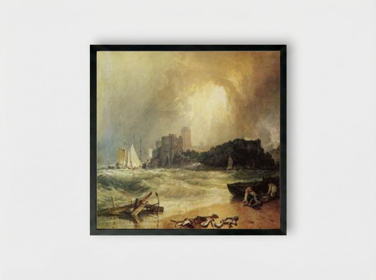 Pembroke Castle, South Wales, Thunder Storm Approaching - J.M.W. Turner - Framed Print Black