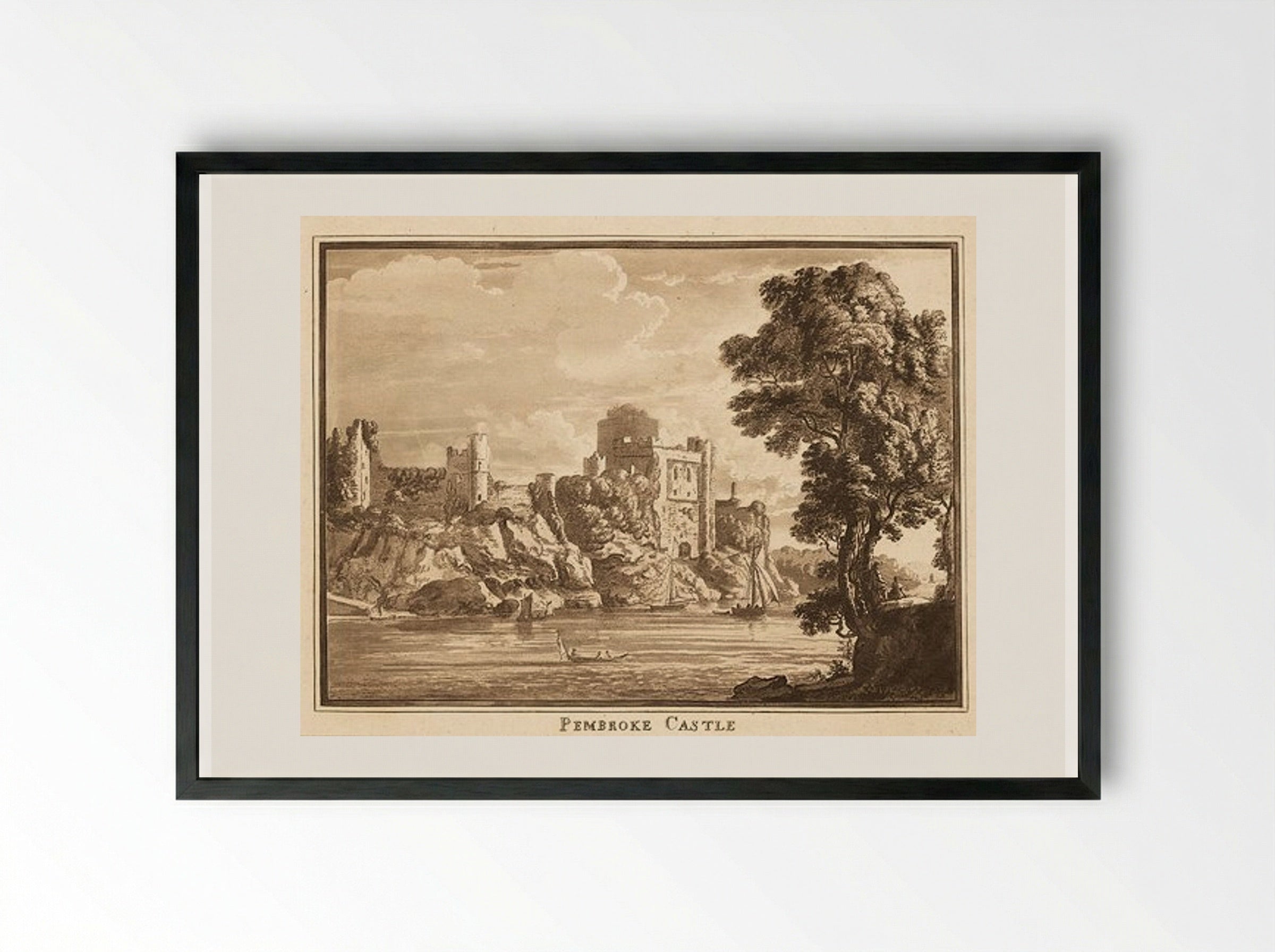 Pembroke Castle - Paul Sandby - Framed Print Black