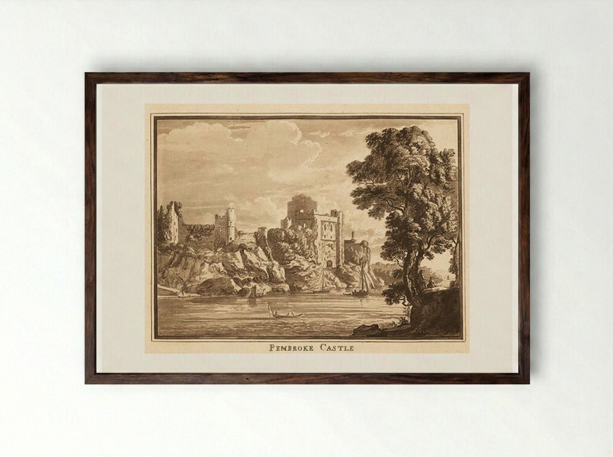 Pembroke Castle - Paul Sandby - Framed Print Dark Wood