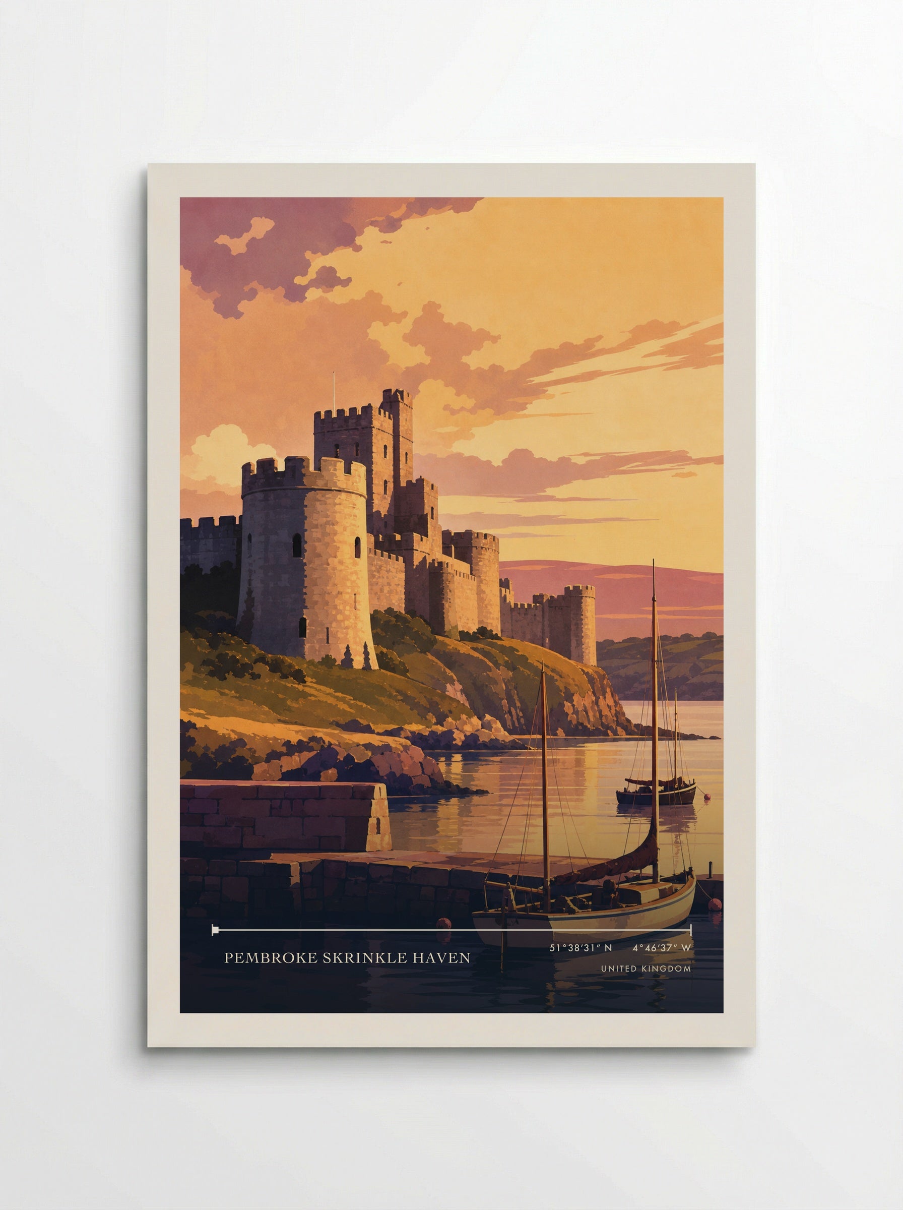 Pembroke Skrinkle Haven United Kingdom Travel Poster - Poster