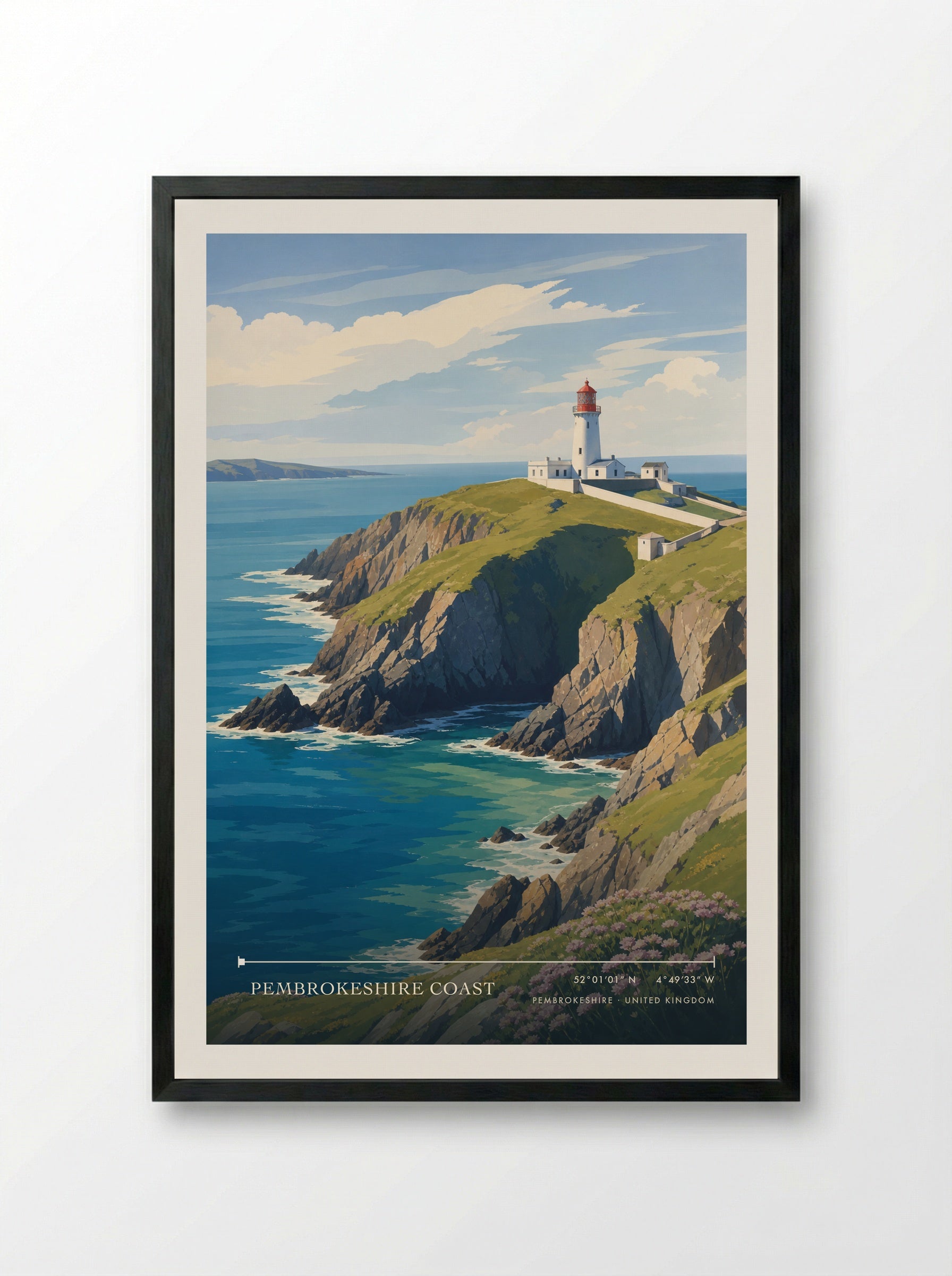 Pembrokeshire Coast United Kingdom Travel Poster - Framed Print Black