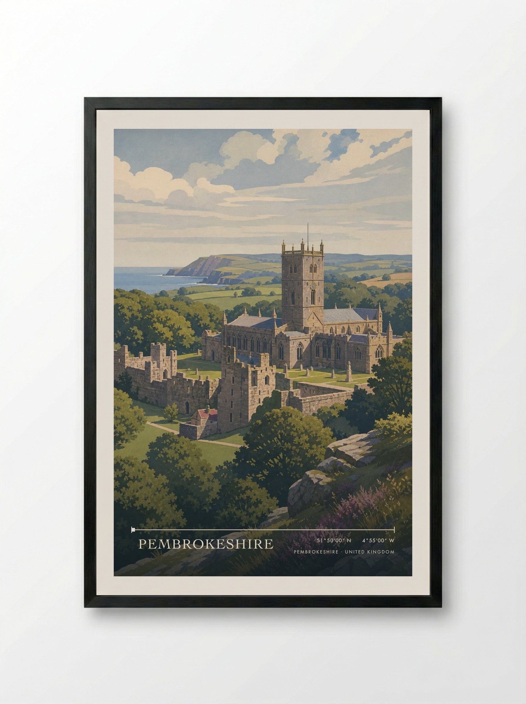 Pembrokeshire United Kingdom Travel Poster - Framed Print Black