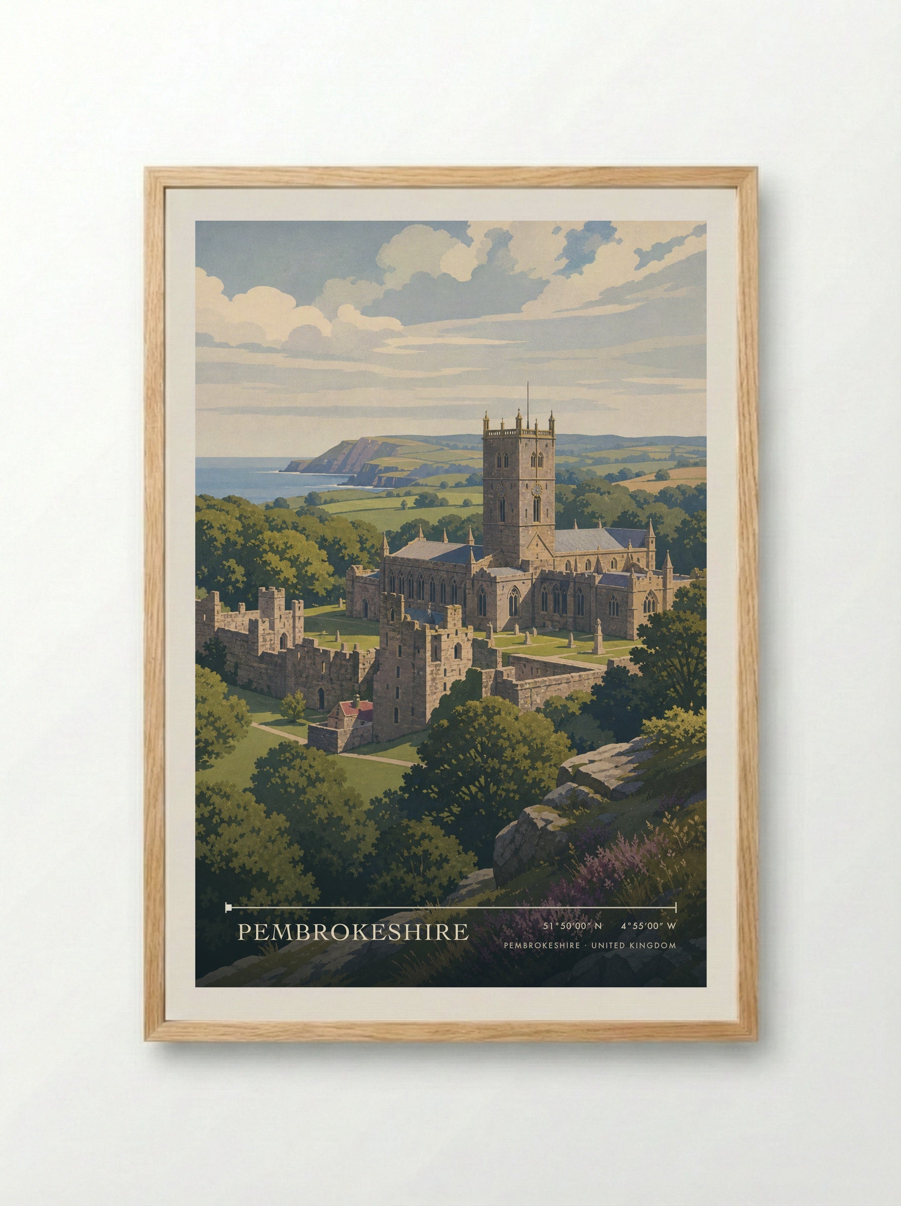 Pembrokeshire United Kingdom Travel Poster - Framed Print Wood