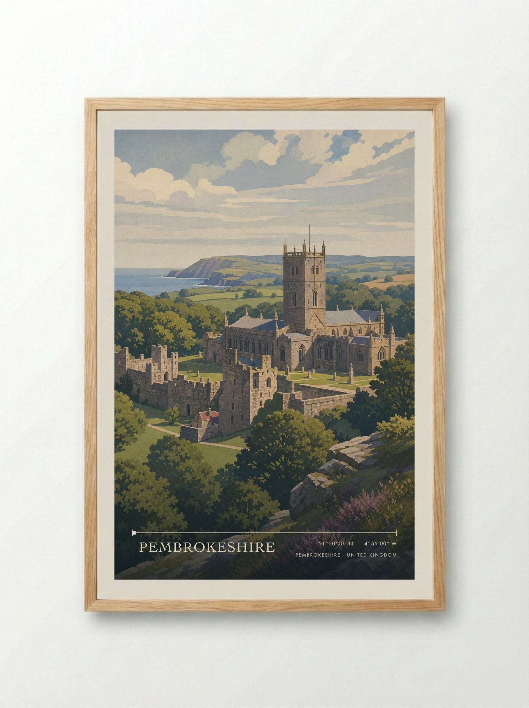 Pembrokeshire United Kingdom Travel Poster - Framed Print Wood