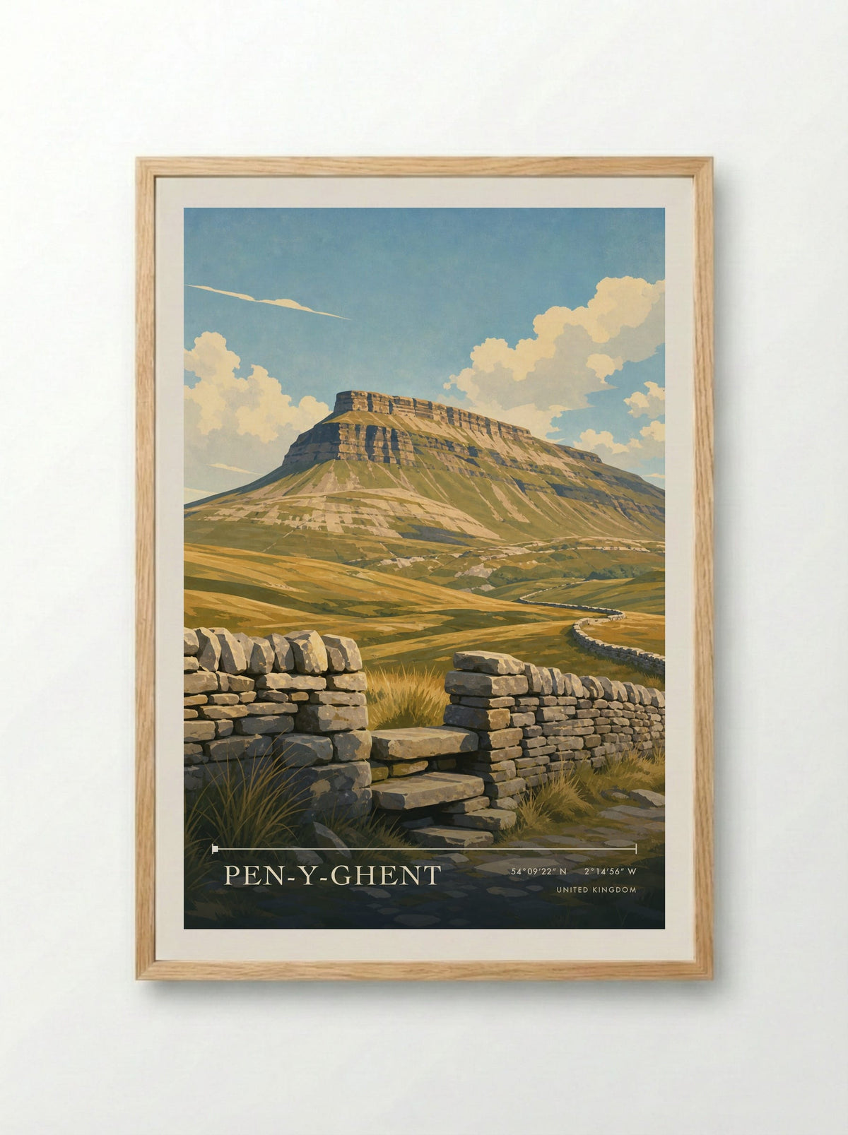 Pen-y-ghent United Kingdom Travel Poster - Framed Print Wood