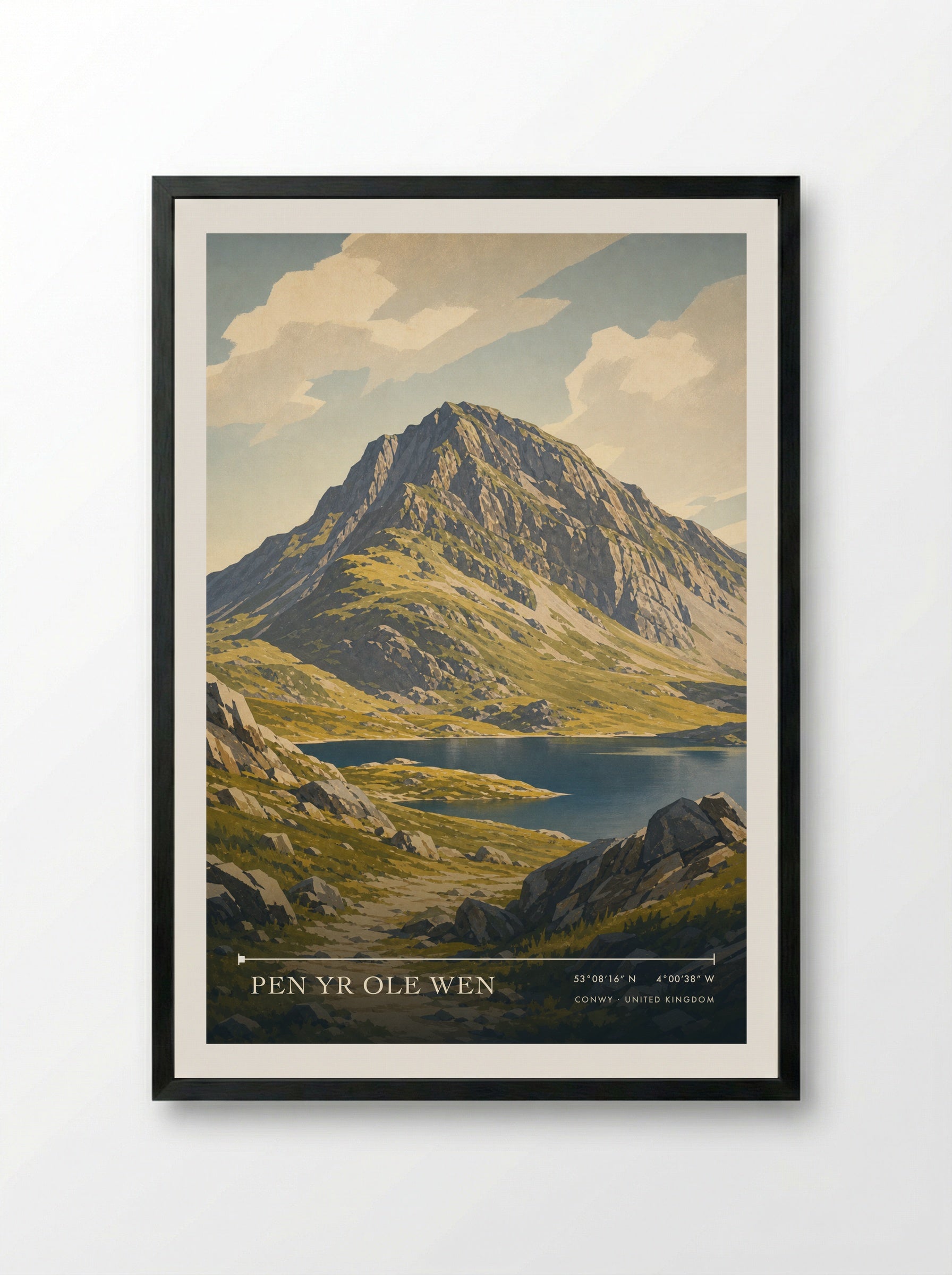 Pen yr Ole Wen Conwy United Kingdom Travel Poster - Framed Print Black