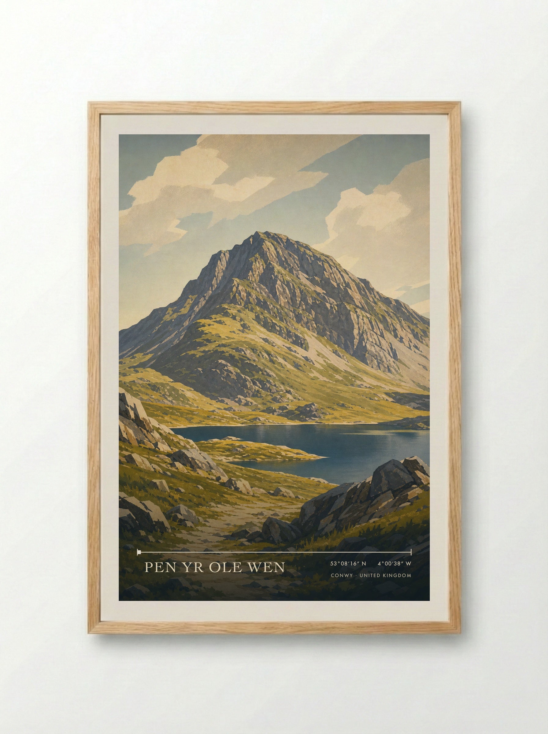 Pen yr Ole Wen Conwy United Kingdom Travel Poster - Framed Print Wood