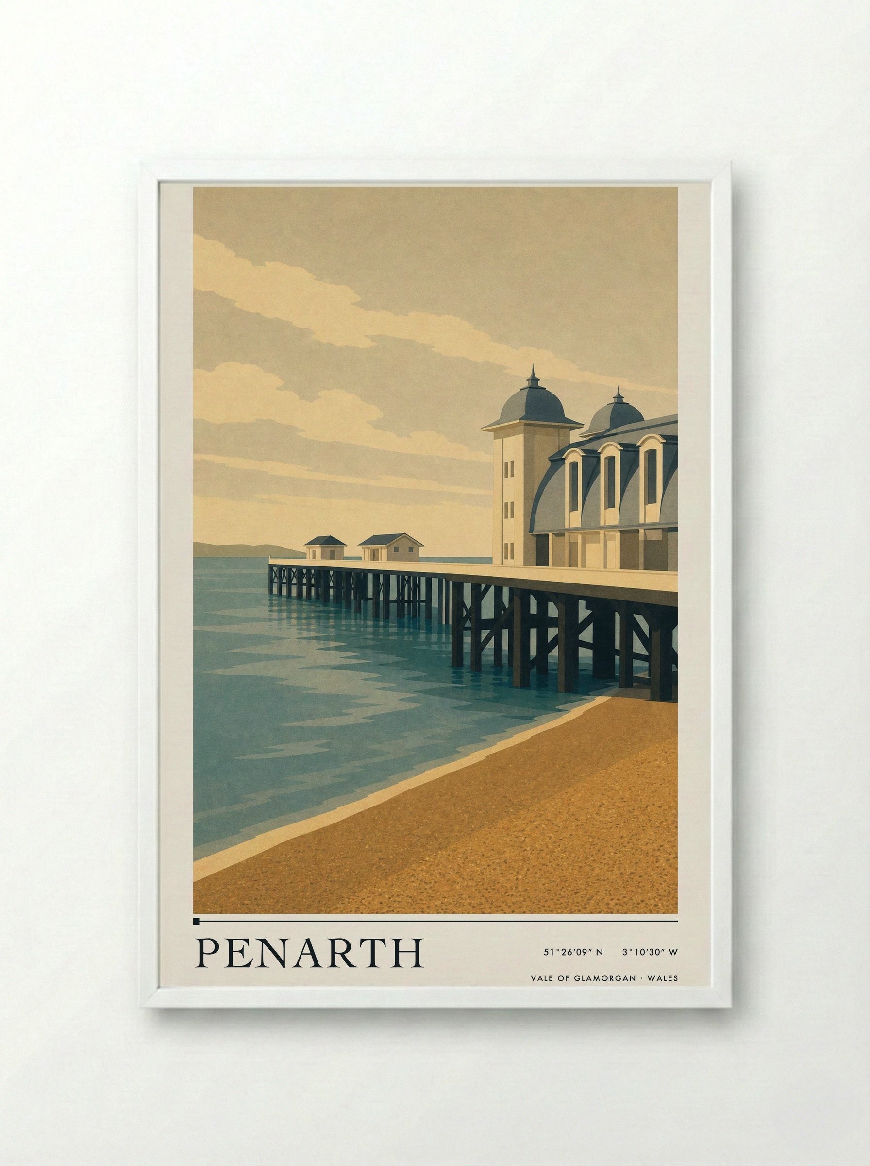 Penarth Travel Poster - Framed Print White