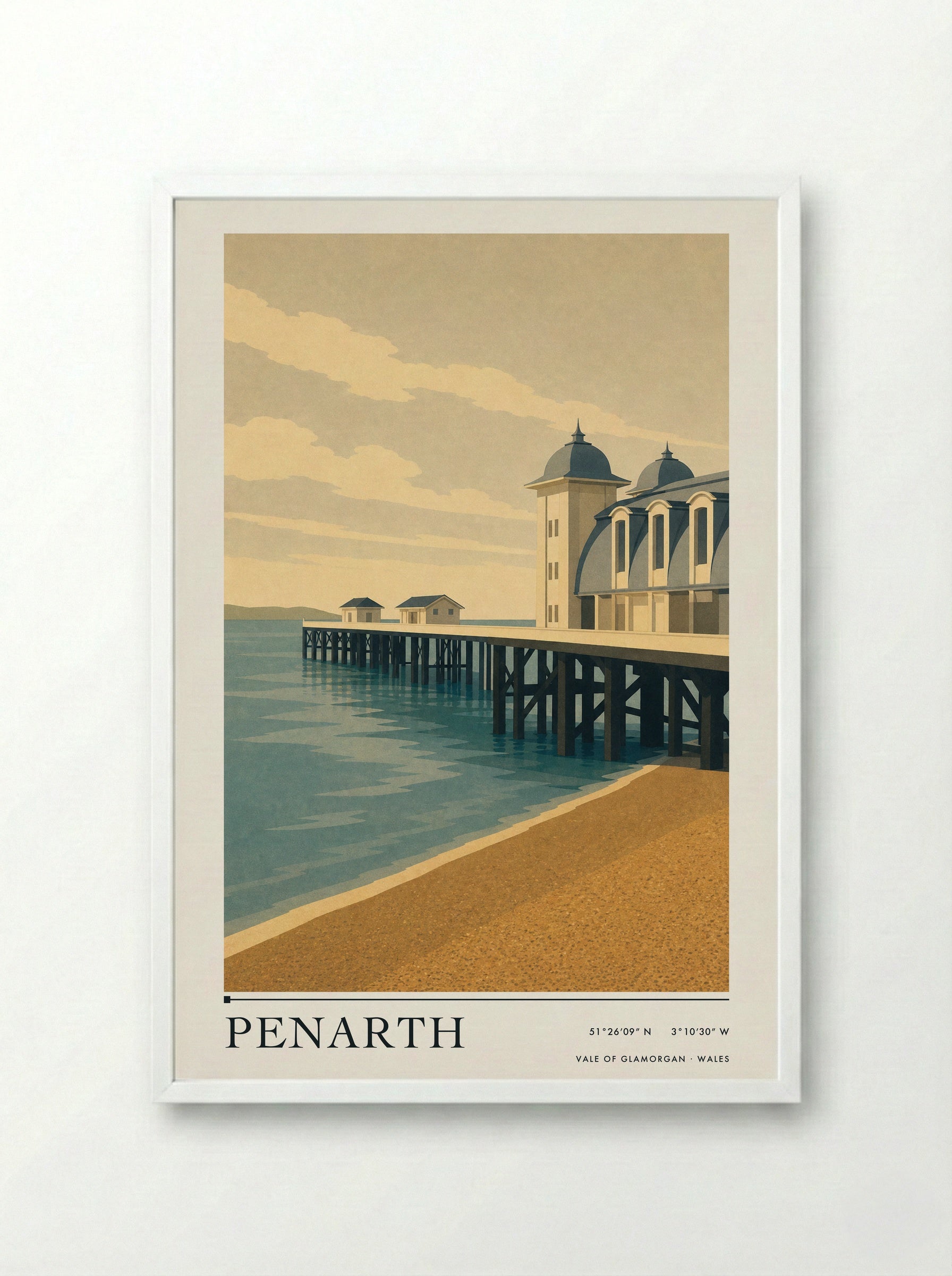 Penarth Travel Poster - Framed Print White
