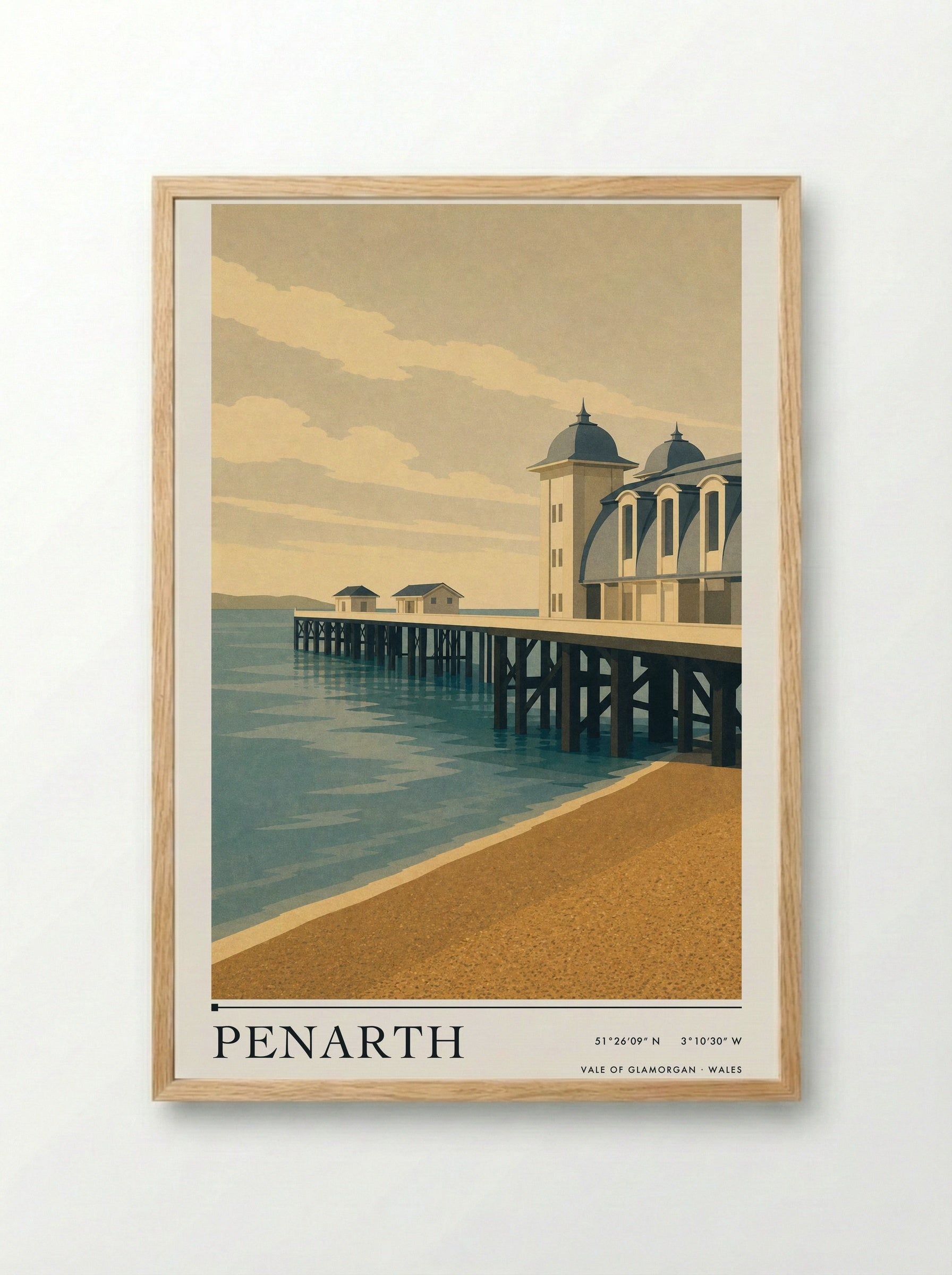 Penarth Travel Poster - Framed Print Wood