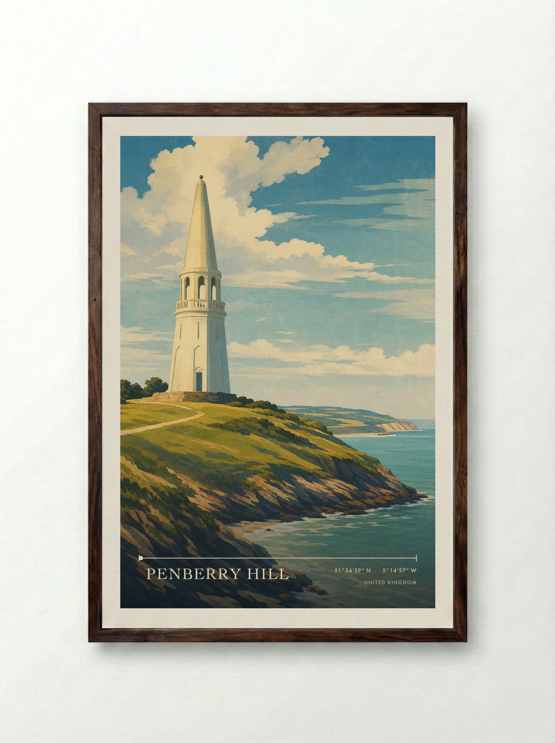Penberry Hill United Kingdom Travel Poster - Framed Print Dark Wood