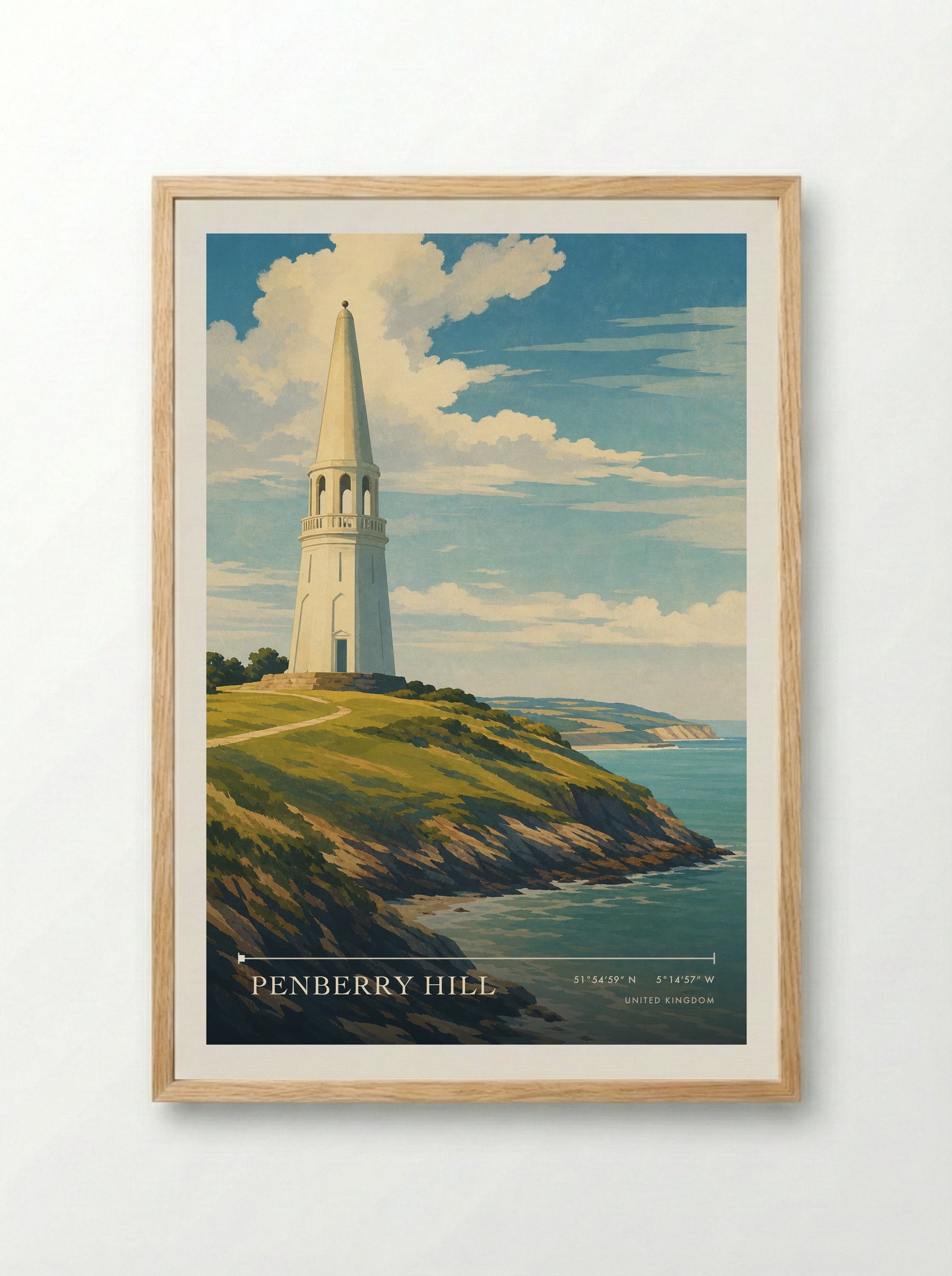 Penberry Hill United Kingdom Travel Poster - Framed Print Wood